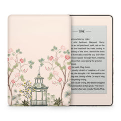 Cherry Blossom Kindle Skin Decal, Beige Floral Kindle Paperwhite Skin, Kindle Oasis Skin, Kindle Sticker, Premium 3M Vinyl Full Wrap Cover,