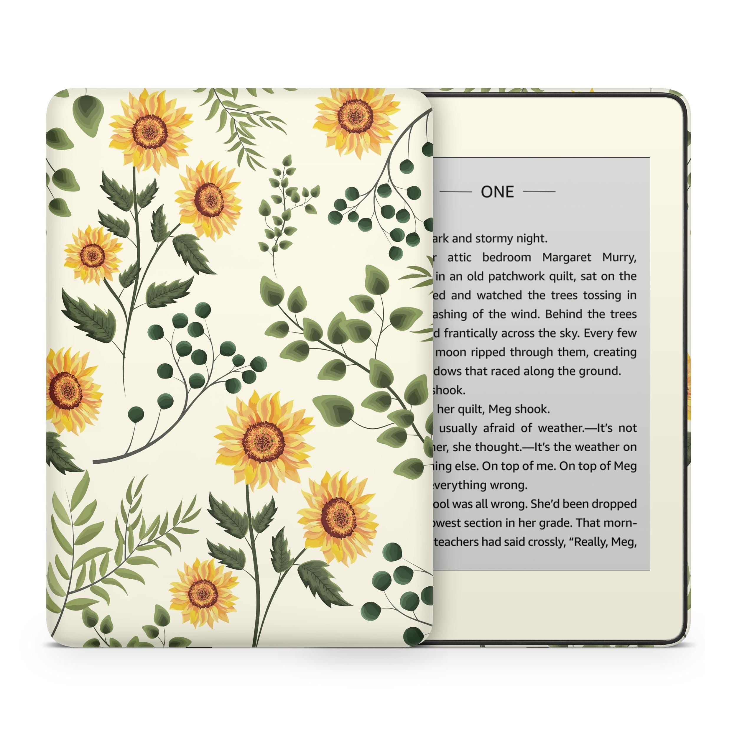 Sunflower Kindle Skin Decal, Yellow Kindle Paperwhite Skin, Kindle Oasis Skin, Kindle Sticker, Premium 3M Vinyl Full Wrap Cover