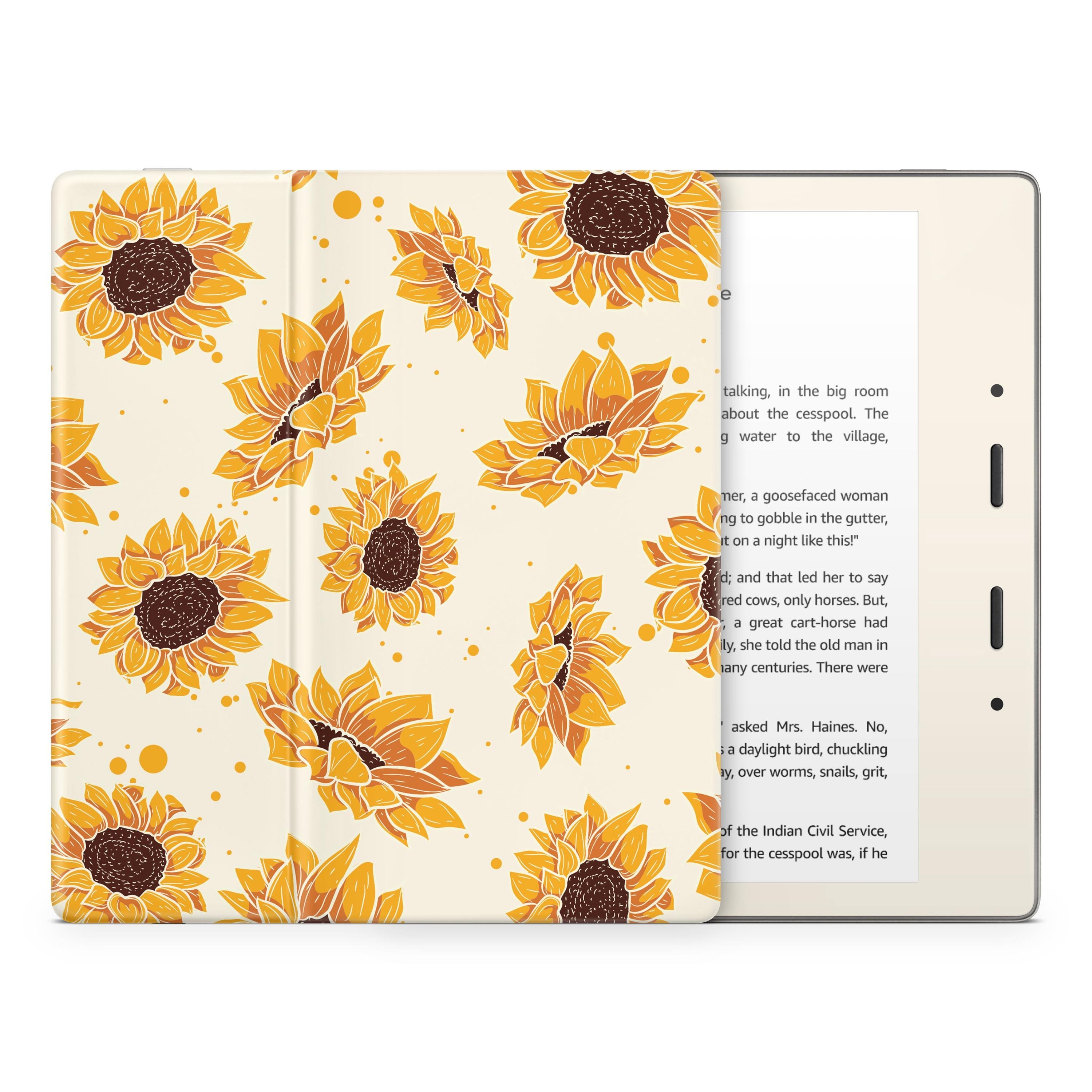 Sunflower Kindle Skin Decal, Yellow Floral Kindle Paperwhite Skin, Kindle Oasis Skin, Kindle Sticker, Premium 3M Vinyl Wrap Cover