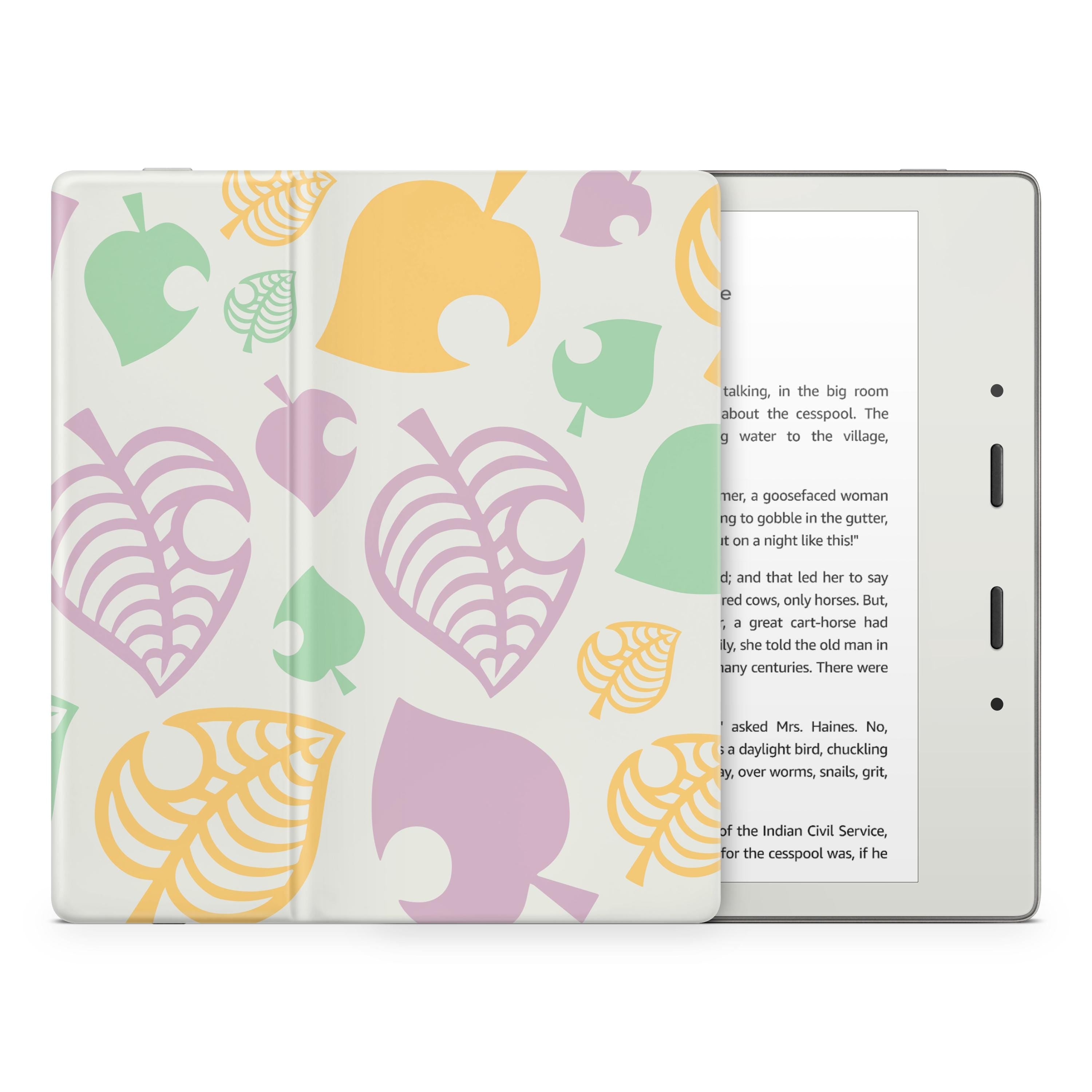 Leaves Kindle Skin Decal, White Leaf Kawaii Kindle Paperwhite Skin, Kindle Oasis Skin, Kindle Sticker, Premium 3M Vinyl Wrap Cover