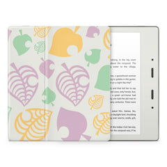 Leaves Kindle Skin Decal, White Leaf Kawaii Kindle Paperwhite Skin, Kindle Oasis Skin, Kindle Sticker, Premium 3M Vinyl Wrap Cover - Tackydesign