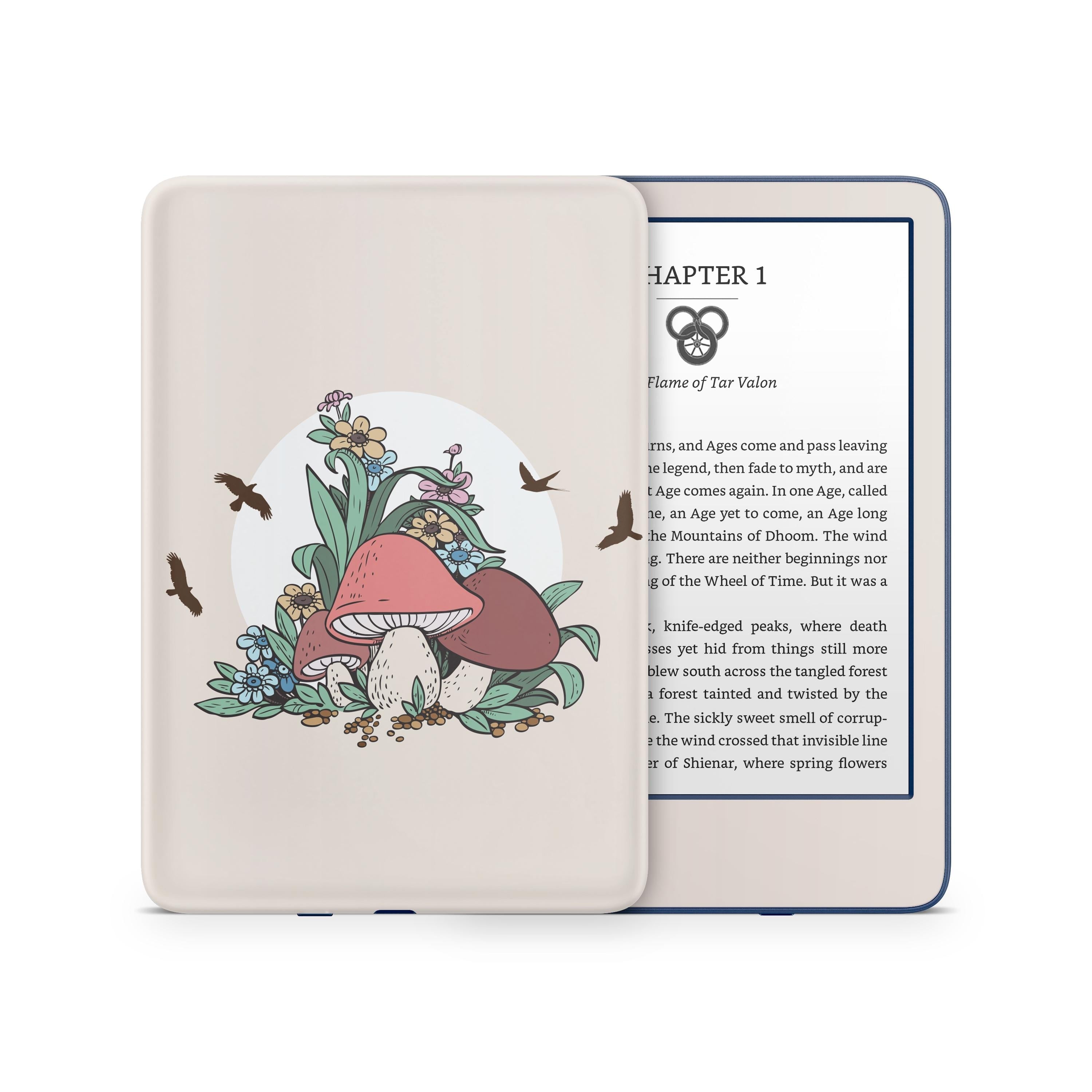 Mushroom Kindle Skin Decal, Light Beige Kawaii Kindle Paperwhite Skin, Kindle Oasis Skin, Kindle Sticker, Premium 3M Vinyl Wrap Cover - Tackydesign