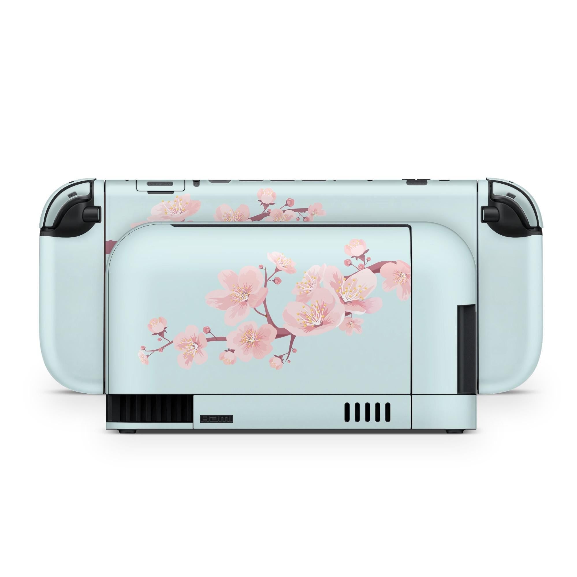 Pastel Blue Sakura Cherry Blossom Nintendo Switch 2 Skin, 3M Vinyl Wrap - Tackydesign