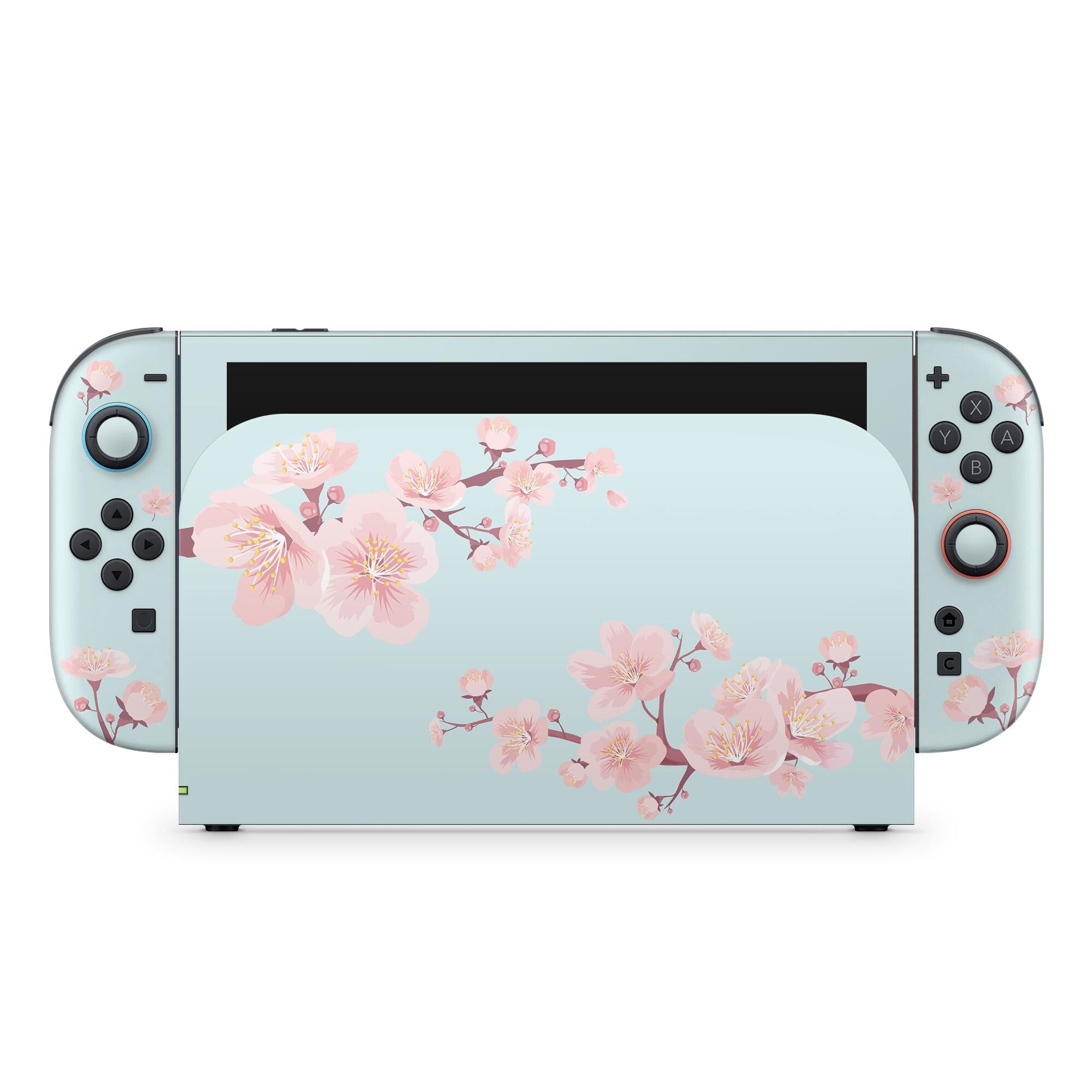 Pastel Blue Sakura Cherry Blossom Nintendo Switch 2 Skin, 3M Vinyl Wrap - Tackydesign