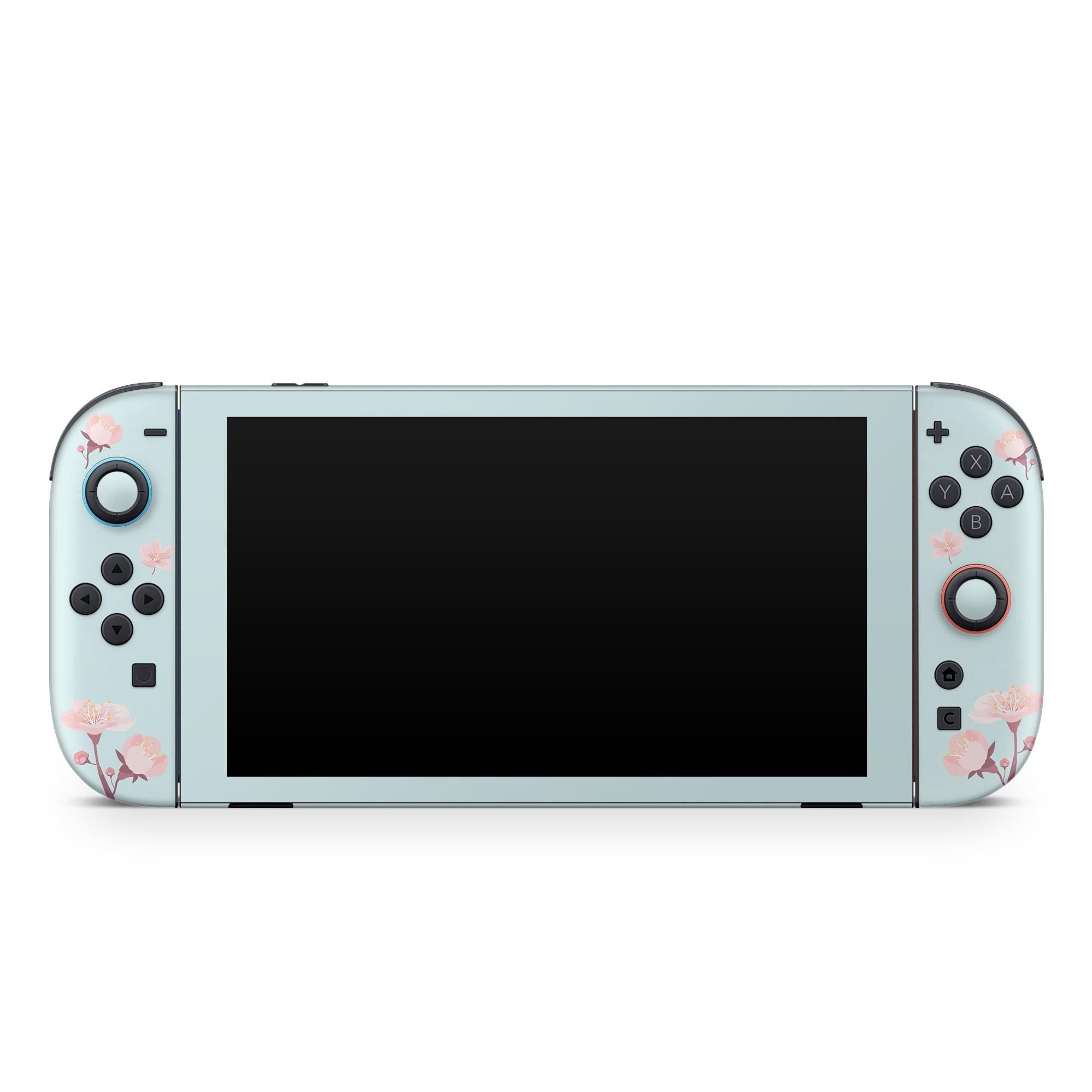 Pastel Blue Sakura Cherry Blossom Nintendo Switch 2 Skin, 3M Vinyl Wrap - Tackydesign