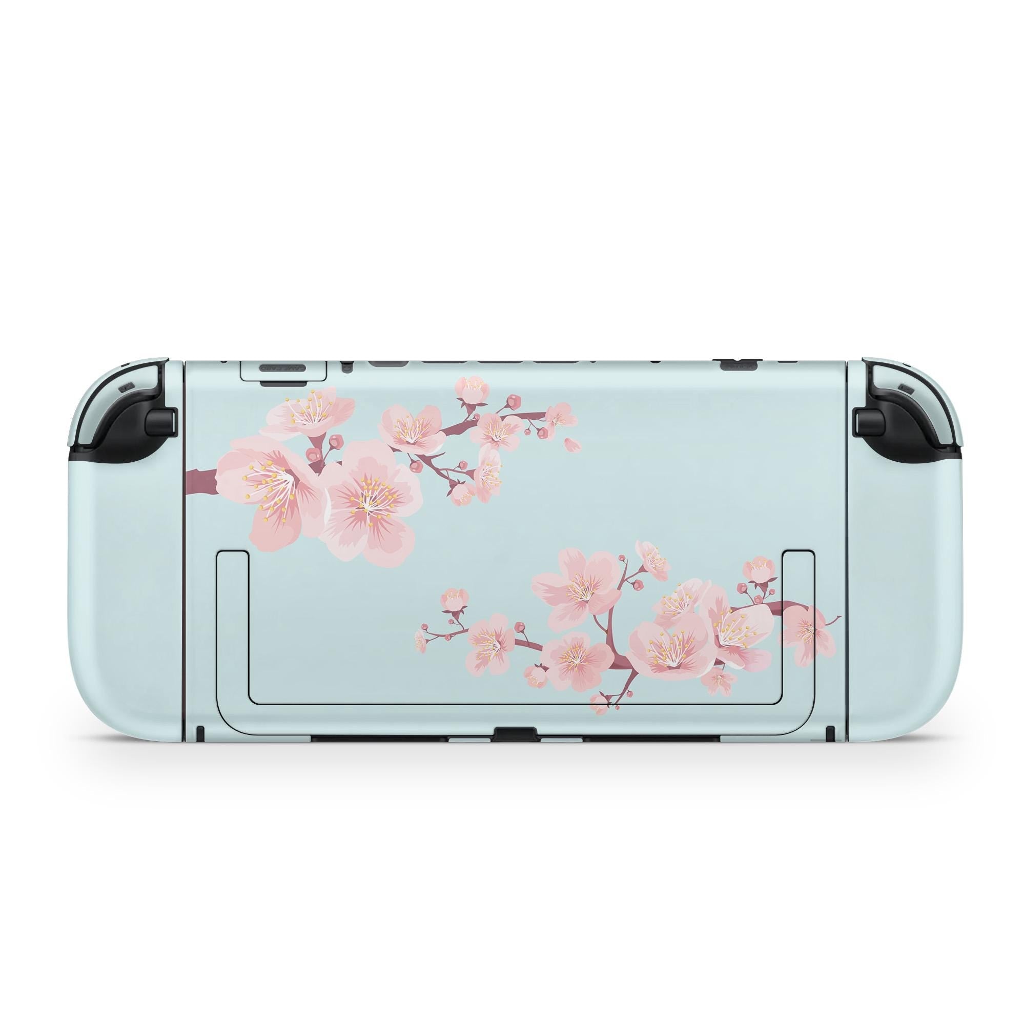Pastel Blue Sakura Cherry Blossom Nintendo Switch 2 Skin, 3M Vinyl Wrap - Tackydesign