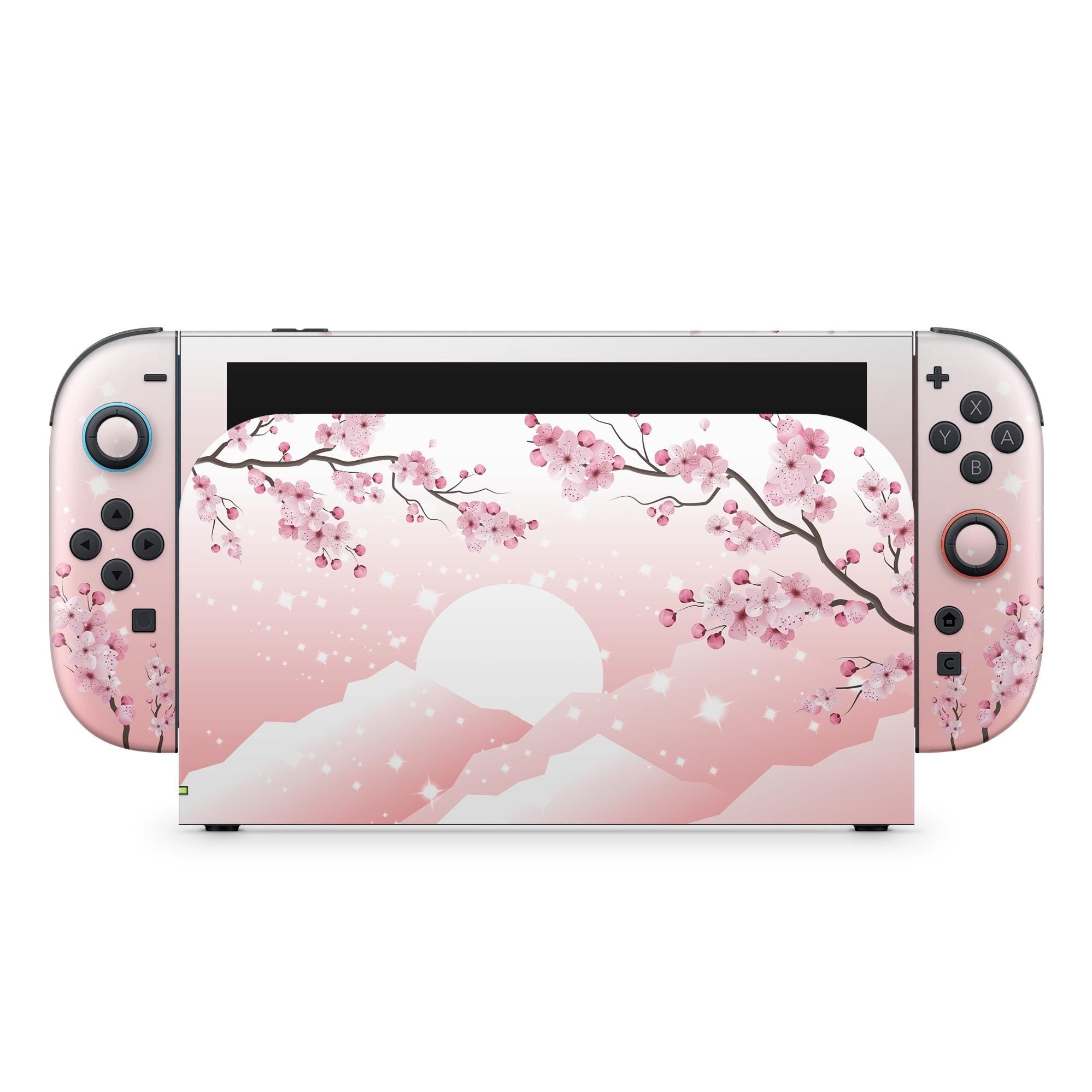 Pink Sakura Cherry Blossom Nintendo Switch 2 skin, Japanese 3M Vinyl Full Wrap Cover - Tackydesign