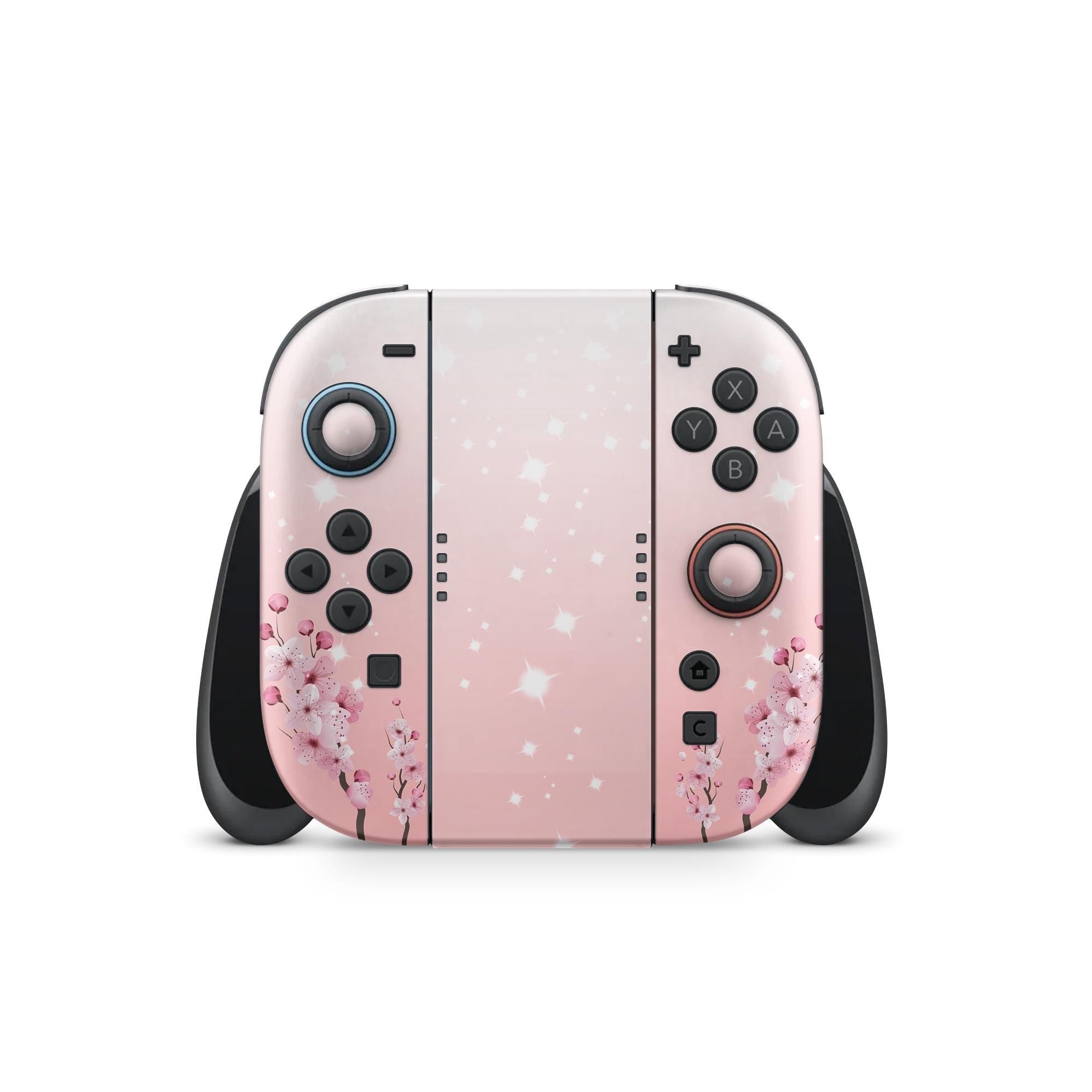 Pink Sakura Cherry Blossom Nintendo Switch 2 skin, Japanese 3M Vinyl Full Wrap Cover - Tackydesign
