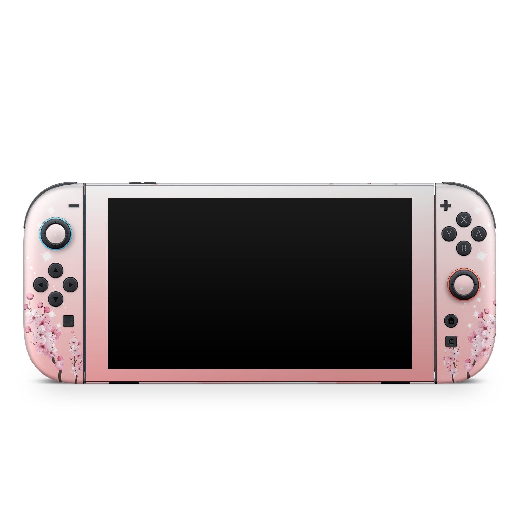 Pink Sakura Cherry Blossom Nintendo Switch 2 skin, Japanese 3M Vinyl Full Wrap Cover - Tackydesign