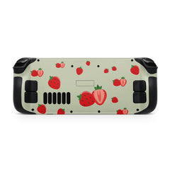 Strawberry Steam Deck Skin Steam Deck OLED Skin & LCD, Cute Green Kawaii, Full Wrap 3M Vinyl Cover - Tackydesign