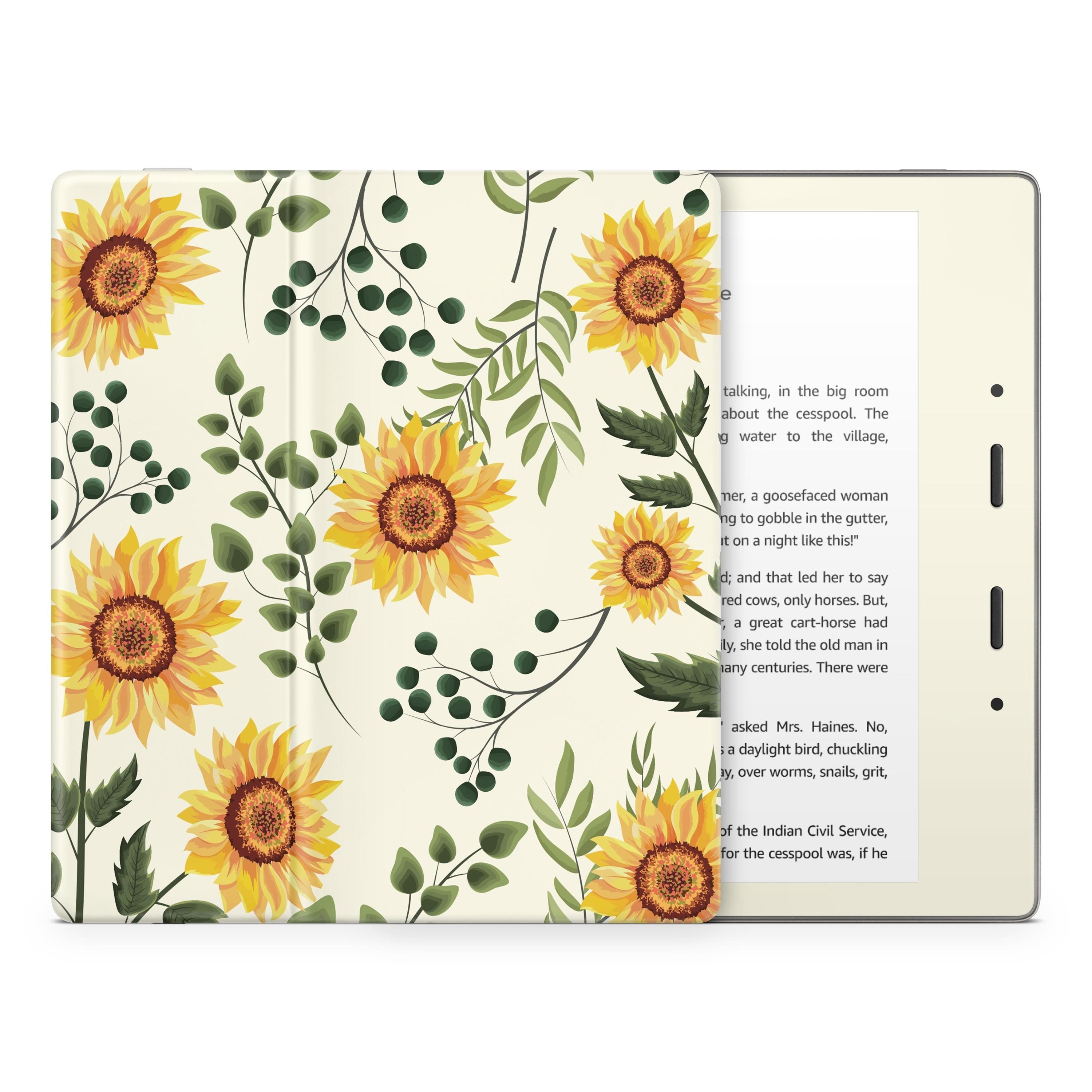 Sunflower Kindle Skin Decal, Yellow Kindle Paperwhite Skin, Kindle Oasis Skin, Kindle Sticker, Premium 3M Vinyl Full Wrap Cover - Tackydesign