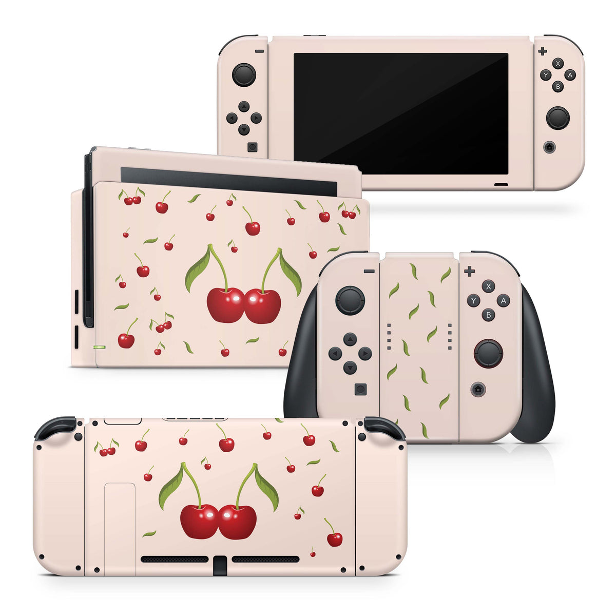 TACKY DESIGN Cherries Nintendo Switch Skin Wrap | Cute Pastel Pink 3M Vinyl Cover - Tackydesign