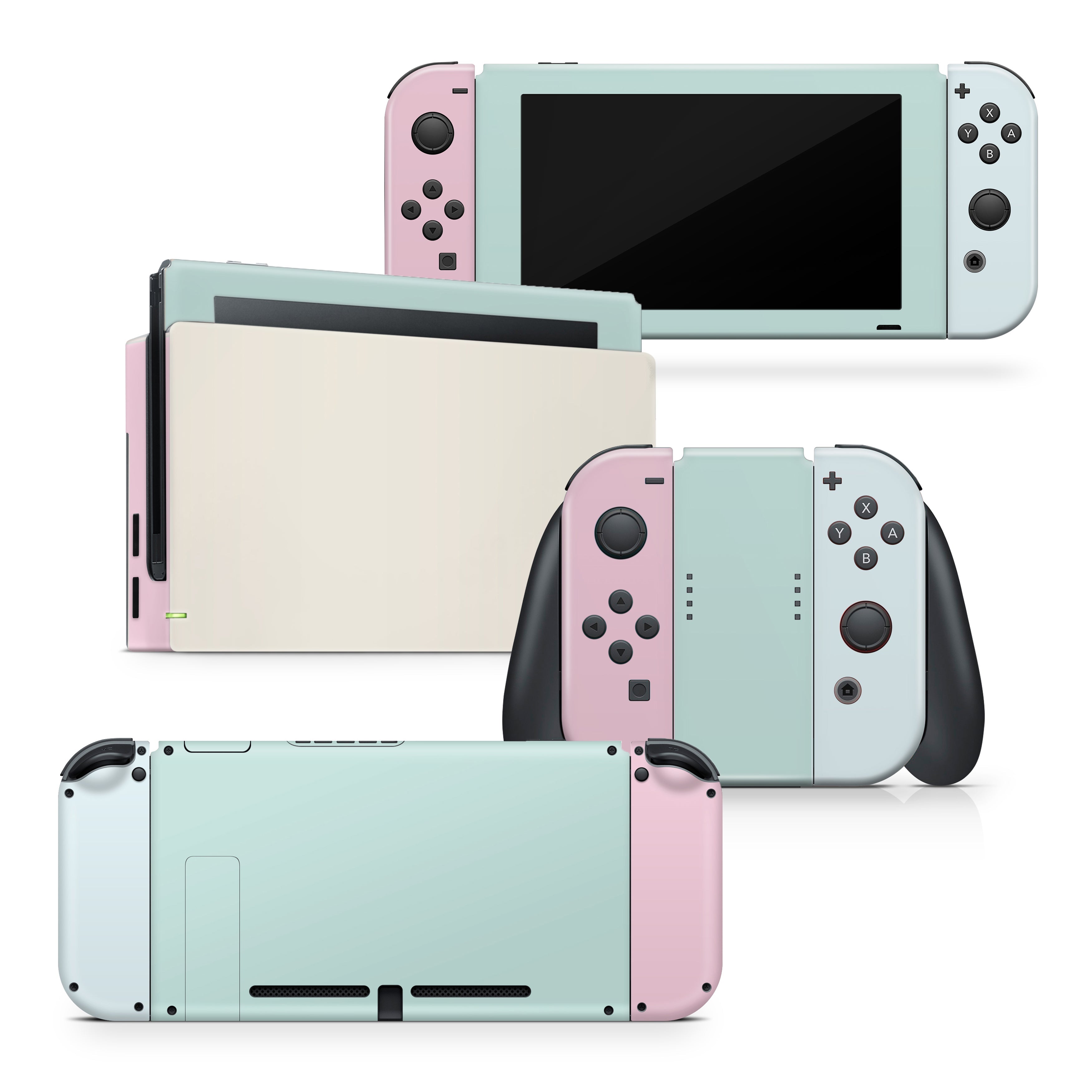 TACKY DESIGN Colorwave Nintendo Switch Skin Wrap | Blue Pastel Color Blocking 3M Vinyl Cover - Tackydesign