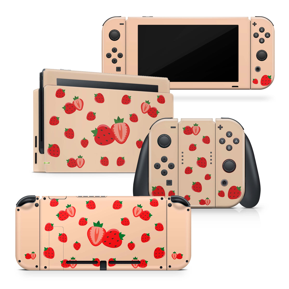 TACKY DESIGN Cute Strawberry Nintendo Switch Skin Wrap | Coffee Color 3M Vinyl Cover - Tackydesign