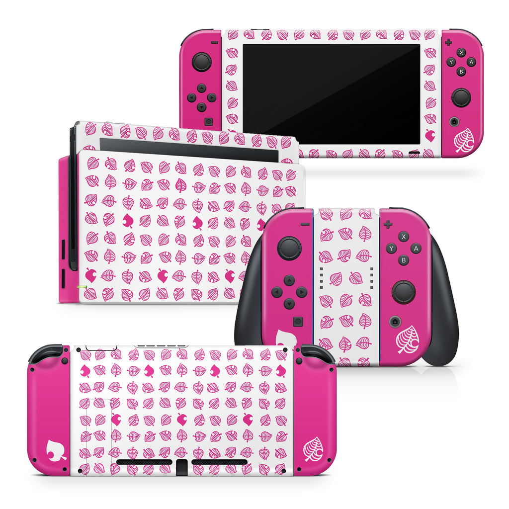 Leaf Pastel Pink Nintendo Switch Skin Full Wrap Cover Vinyl 3M Decal