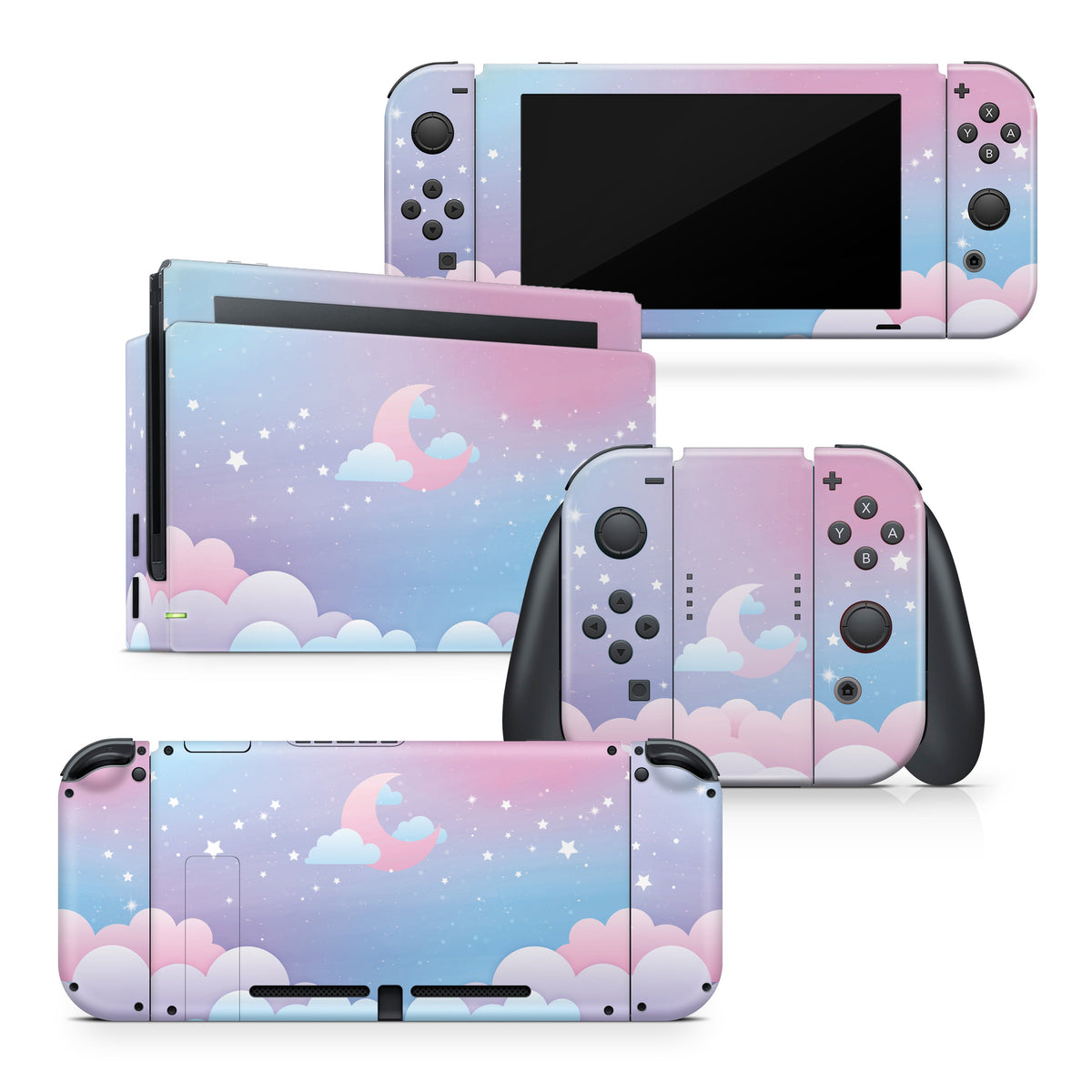 TACKY DESIGN Moon Nintendo Switch Skin Wrap | Blue Clouds Sky 3M Vinyl Full Cover - Tackydesign