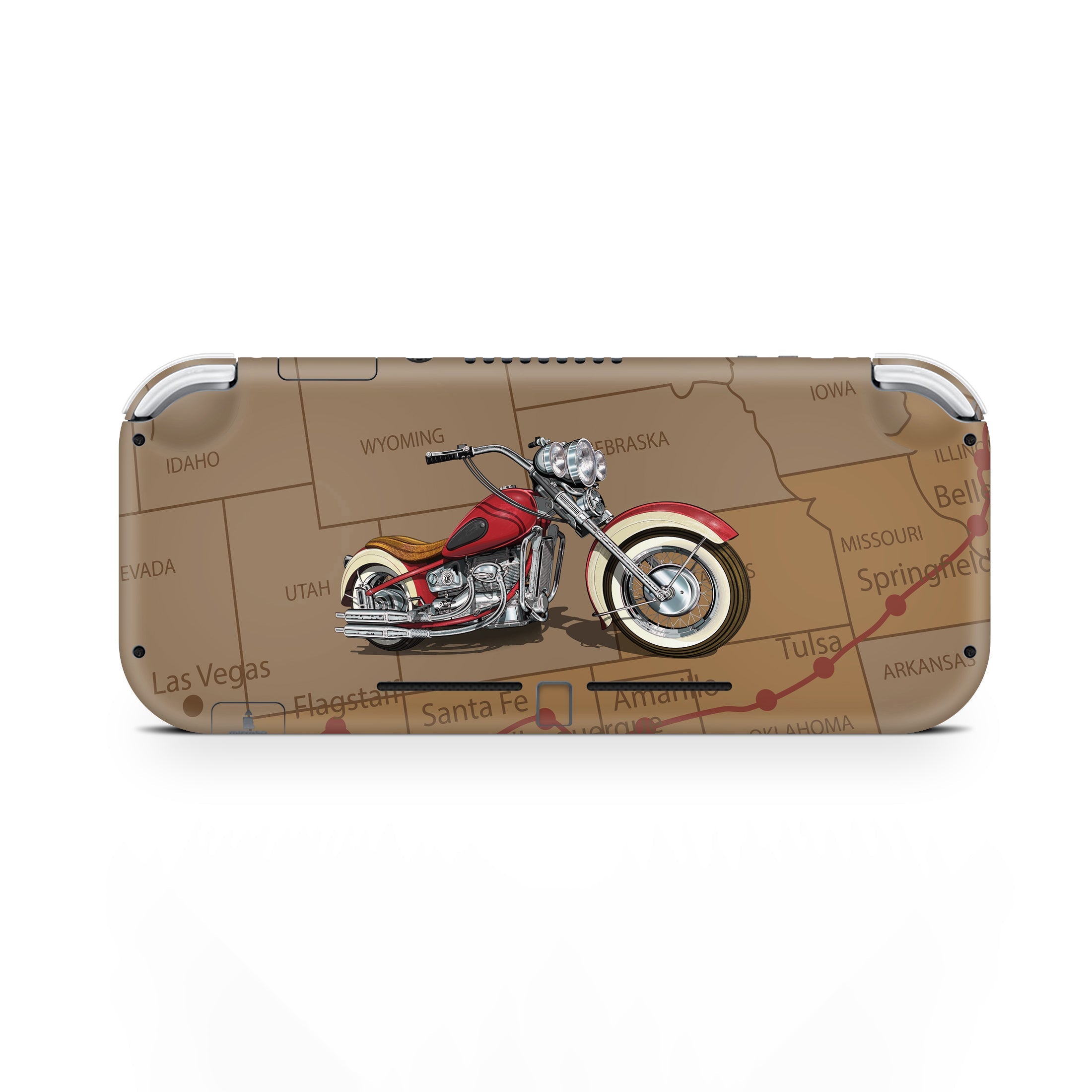 TACKY DESIGN Nintendo Switch Lite Skin Wrap | Retro Map & Motorcycle 3M Vinyl Full Cover - Tackydesign