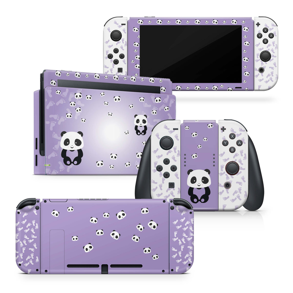 TACKY DESIGN Panda Nintendo Switch Skin Wrap | Purple 3M Vinyl Cover - Tackydesign