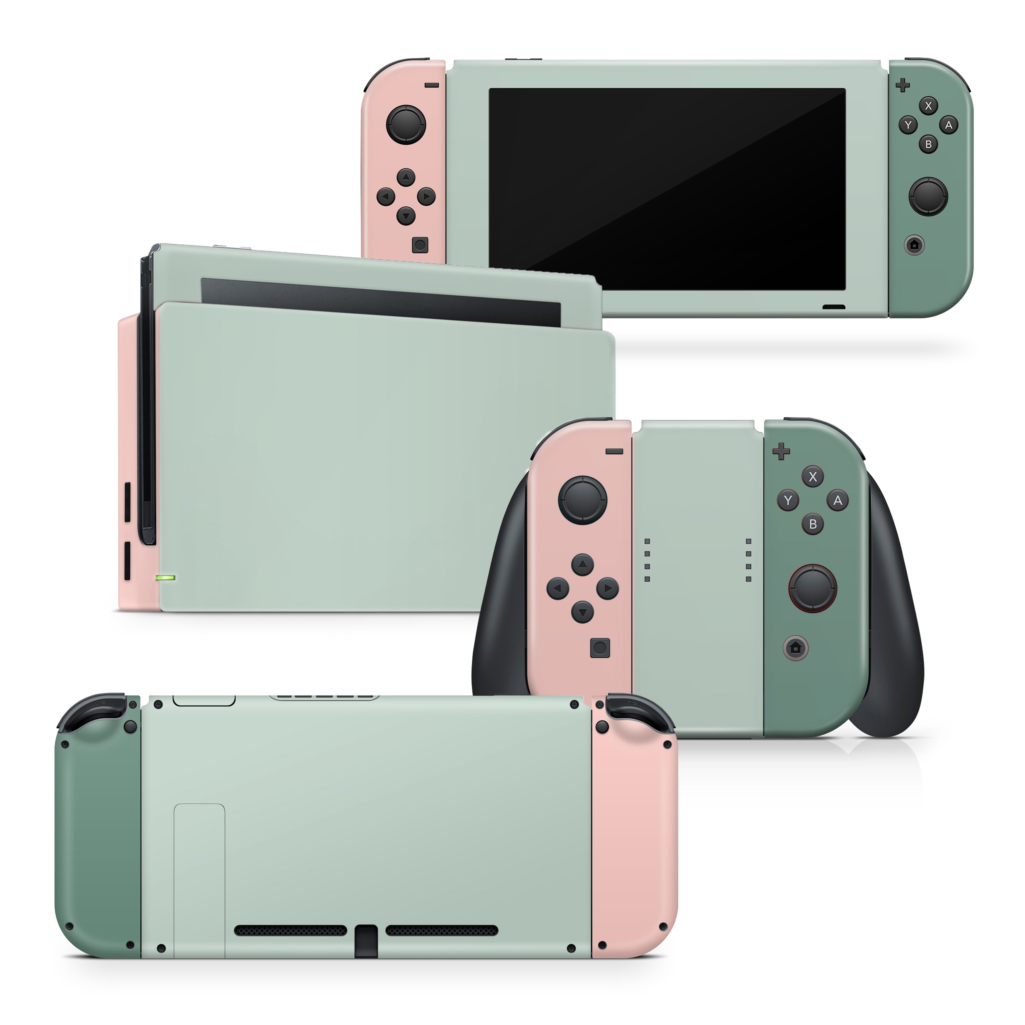 TACKY DESIGN Pastel Green Nintendo Switch OLED Skin Wrap | Retro Colorwave Color Blocking 3M Vinyl Full Cover - Tackydesign