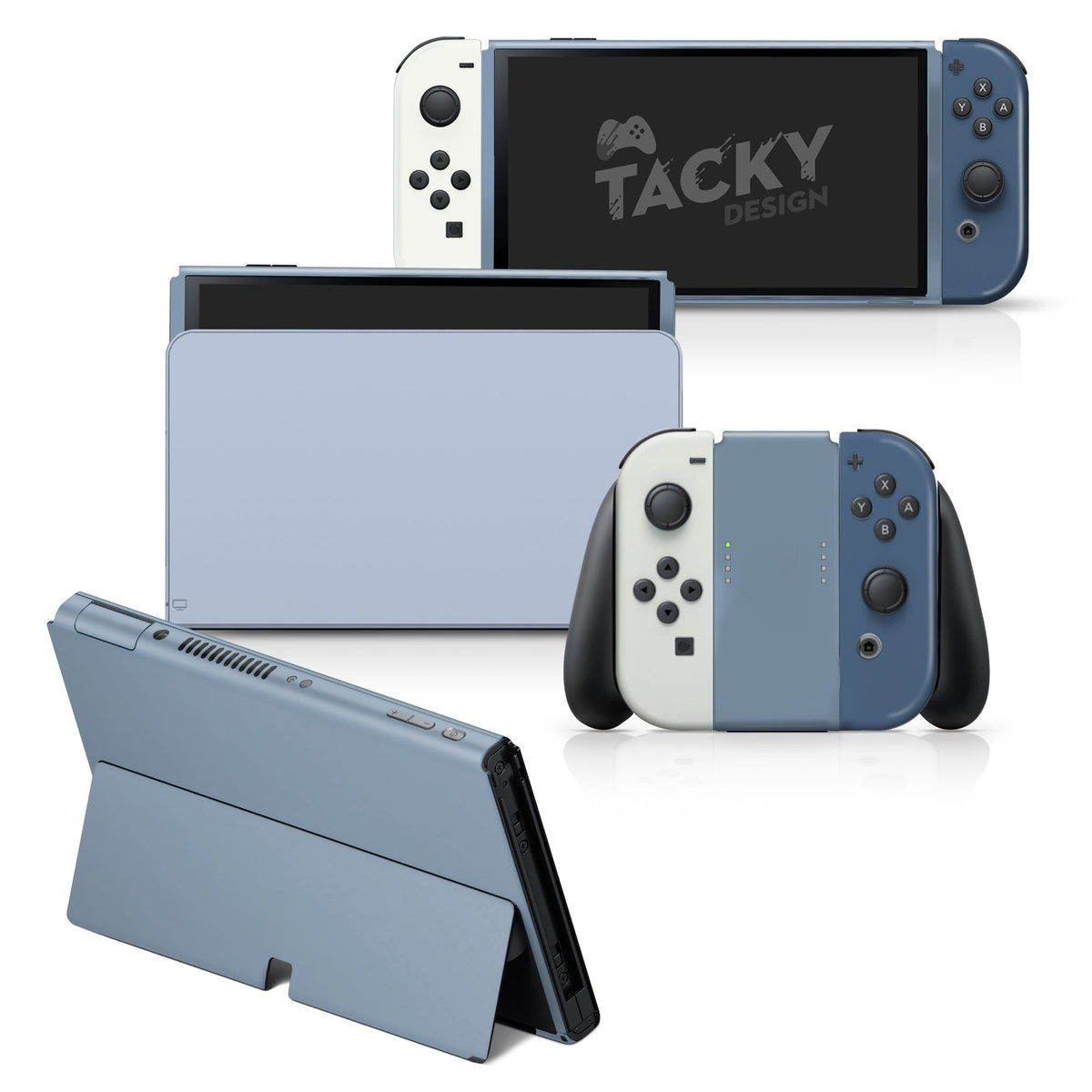 TACKY DESIGN Retro Nintendo Switch OLED Skin Wrap | Pastel Blue Colorwave Color Blocking 3M Vinyl Full Cover - Tackydesign