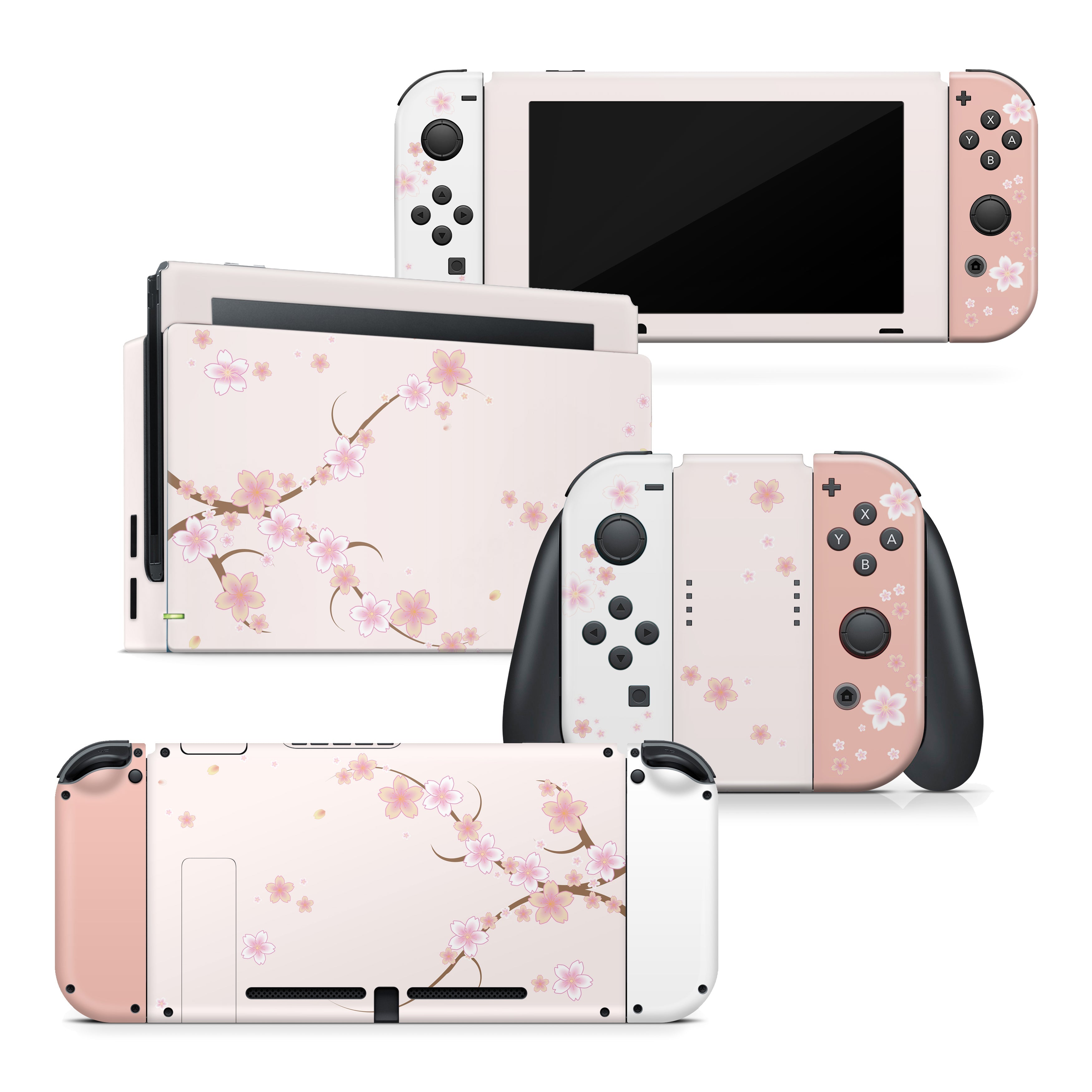 TACKY DESIGN Sakura Floral Nintendo Switch Skin Wrap | Beige 3M Vinyl Full Cover - Tackydesign