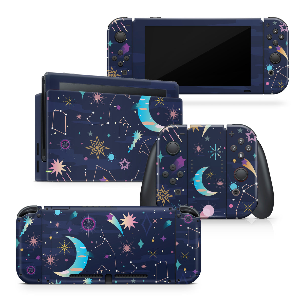 TACKY DESIGN Stars & Moon Nintendo Switch Skin Wrap | Blue Zodiac 3M Vinyl Cover - Tackydesign