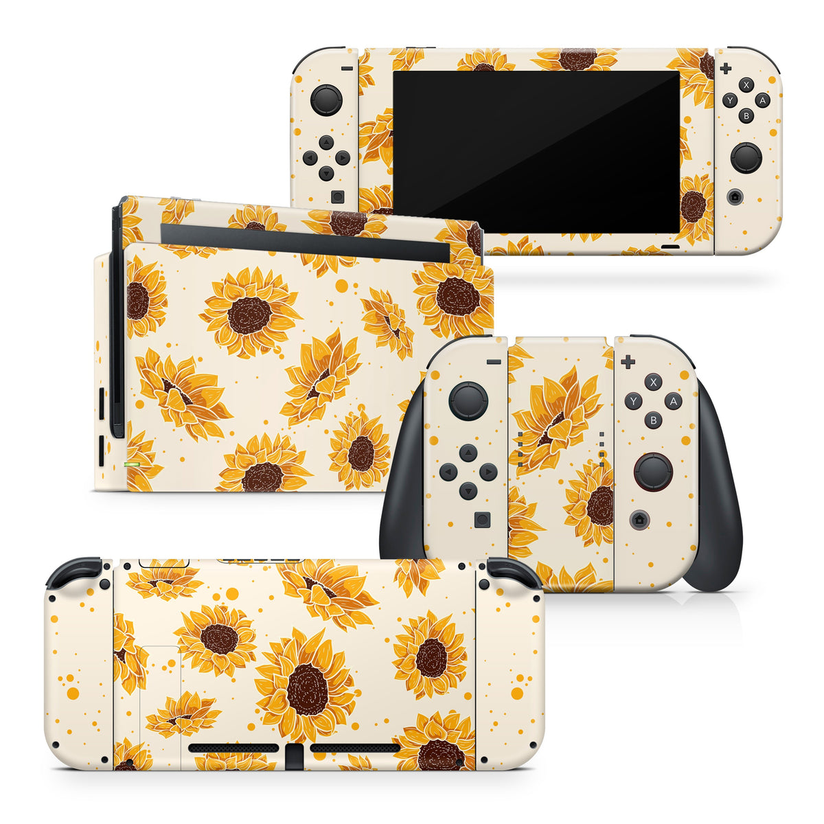 TACKY DESIGN Sunflower Nintendo Switch Skin Wrap | Floral Premium 3M Vinyl Full Cover Decal Sticker - Tackydesign