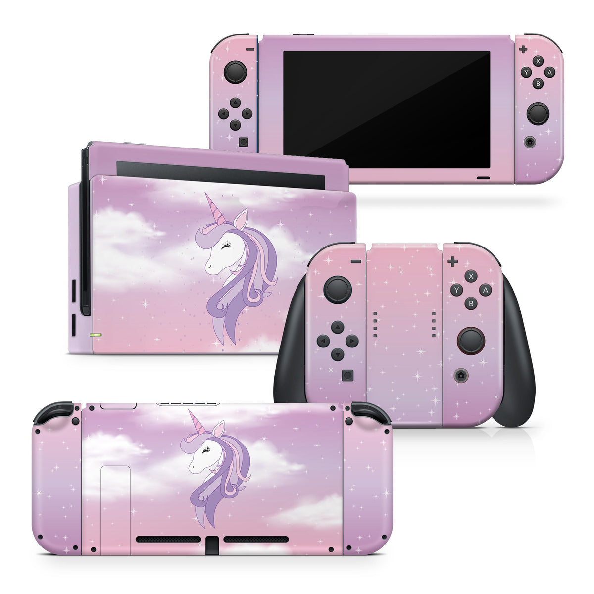 TACKY DESIGN Unicorns Nintendo Switch Skin Wrap | Pastel Pink Rainbow 3M Vinyl Cover - Tackydesign