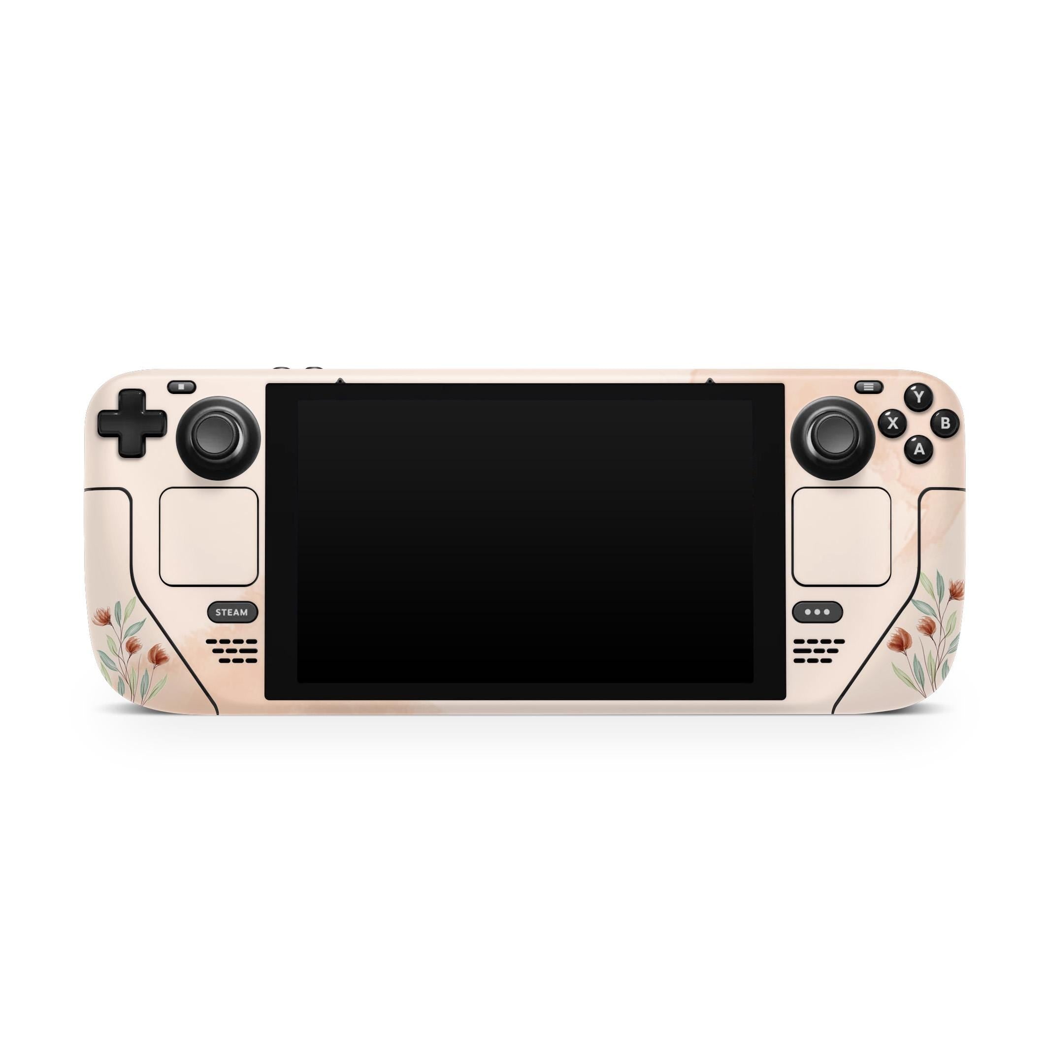 Watercolor Flowers Steam Deck Skin Steam Deck OLED Skin & LCD, Beige Floral, Full Wrap 3M Vinyl Cover - Tackydesign