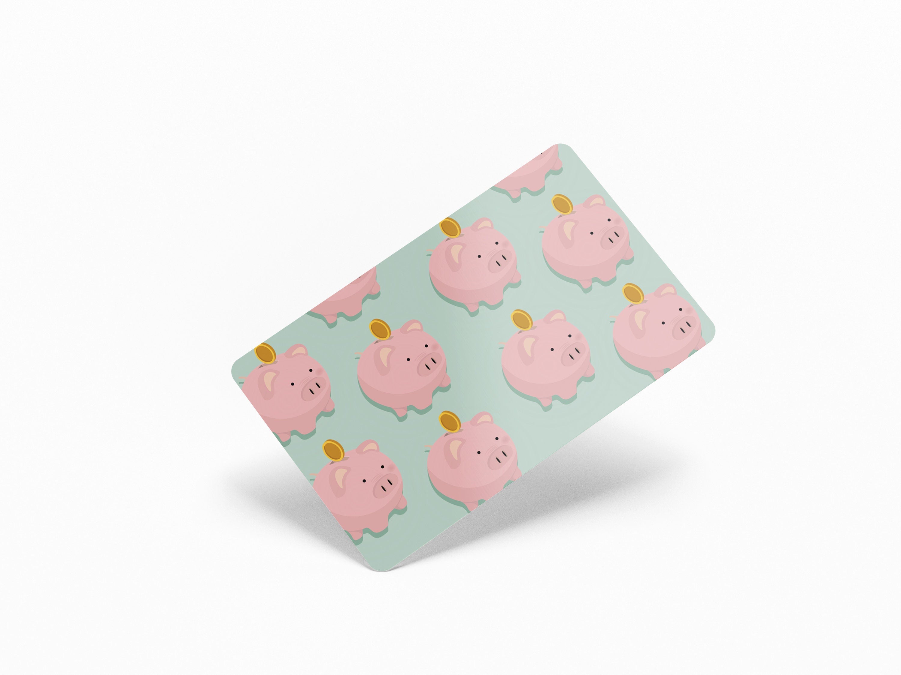 4PCS Credit Card Skin Piggy Bank, Includes 4 variations for Debit Card Stickers 3M Vinyl Waterproof, Bubble - Free Installation, - Tackydesign