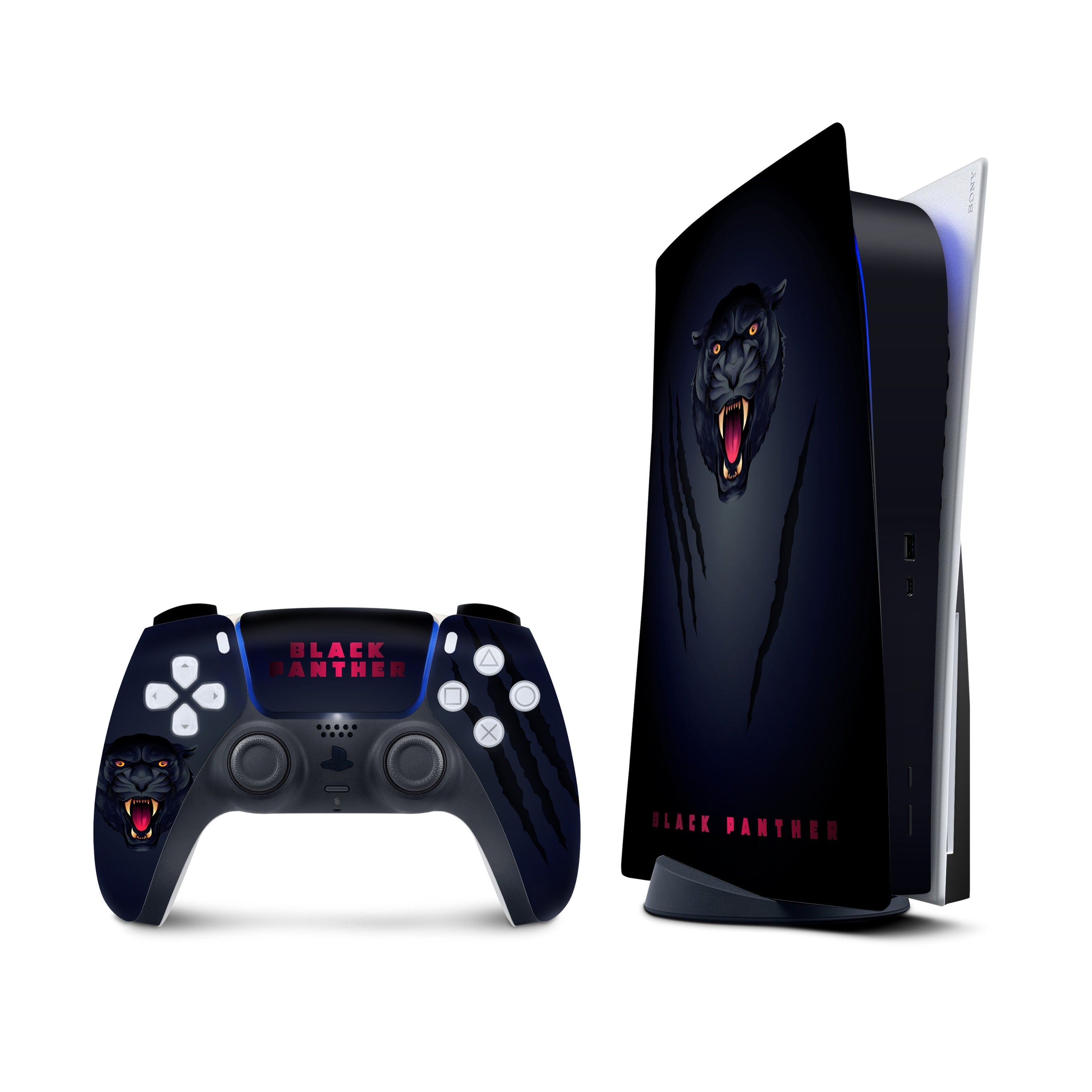 Black Panther Ps5 skin, Playstation 5 controller skin, Vinyl 3m stickers Full wrap cover - Tackydesign