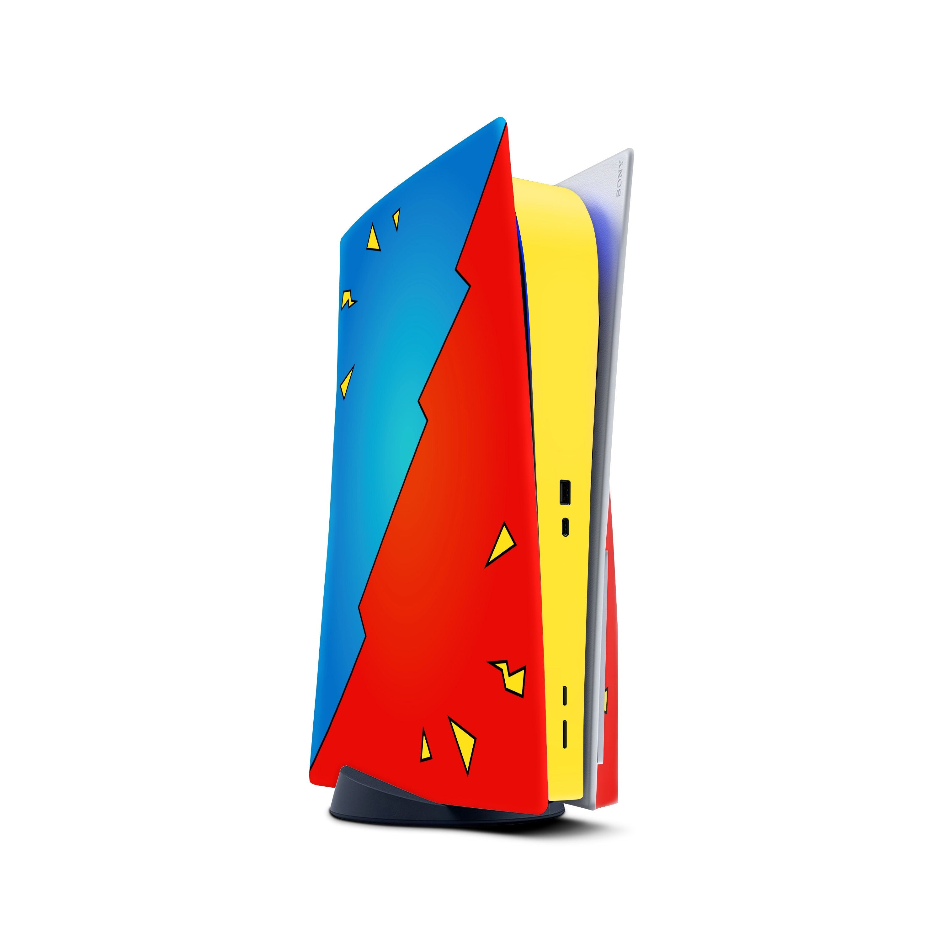 Blue Ps5 skin Lightning, Playstation 5 controller skin Cute, Red Vinyl 3m stickers Full wrap cover - Tackydesign