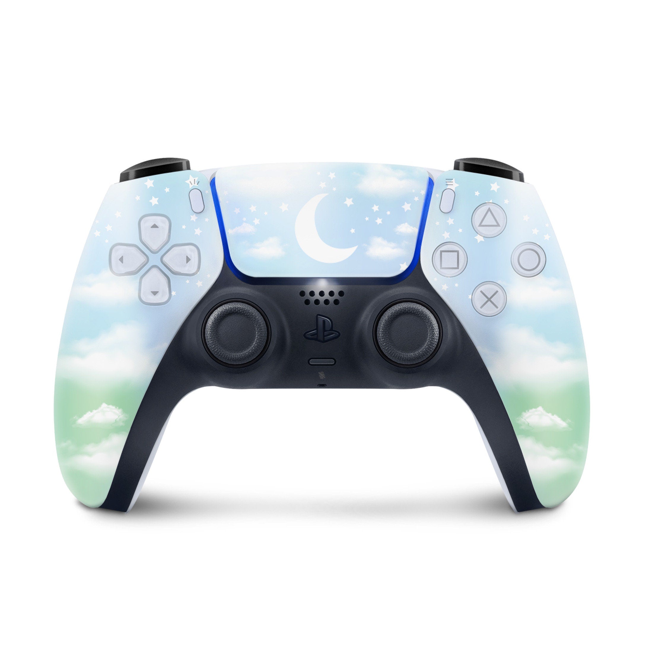 Clouds ps5 controller skin, Green Vinyl 3m stickers for Playstation 5 controller, Full wrap decal cover - Tackydesign