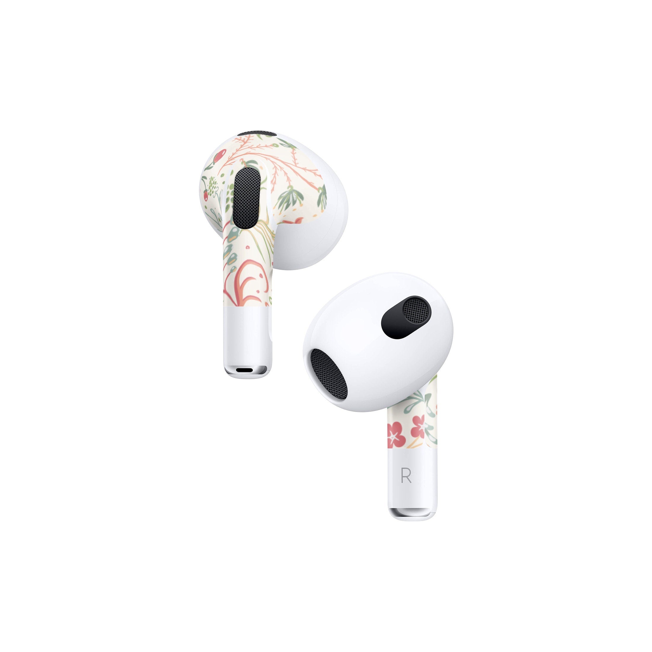 Floral Apple Airpod Skins, Flowery Airpods Sticker for Airpods 3 skin Vinyl 3m, Airpods skin earbuds, Airpods Protective Full wrap Cover - Tackydesign