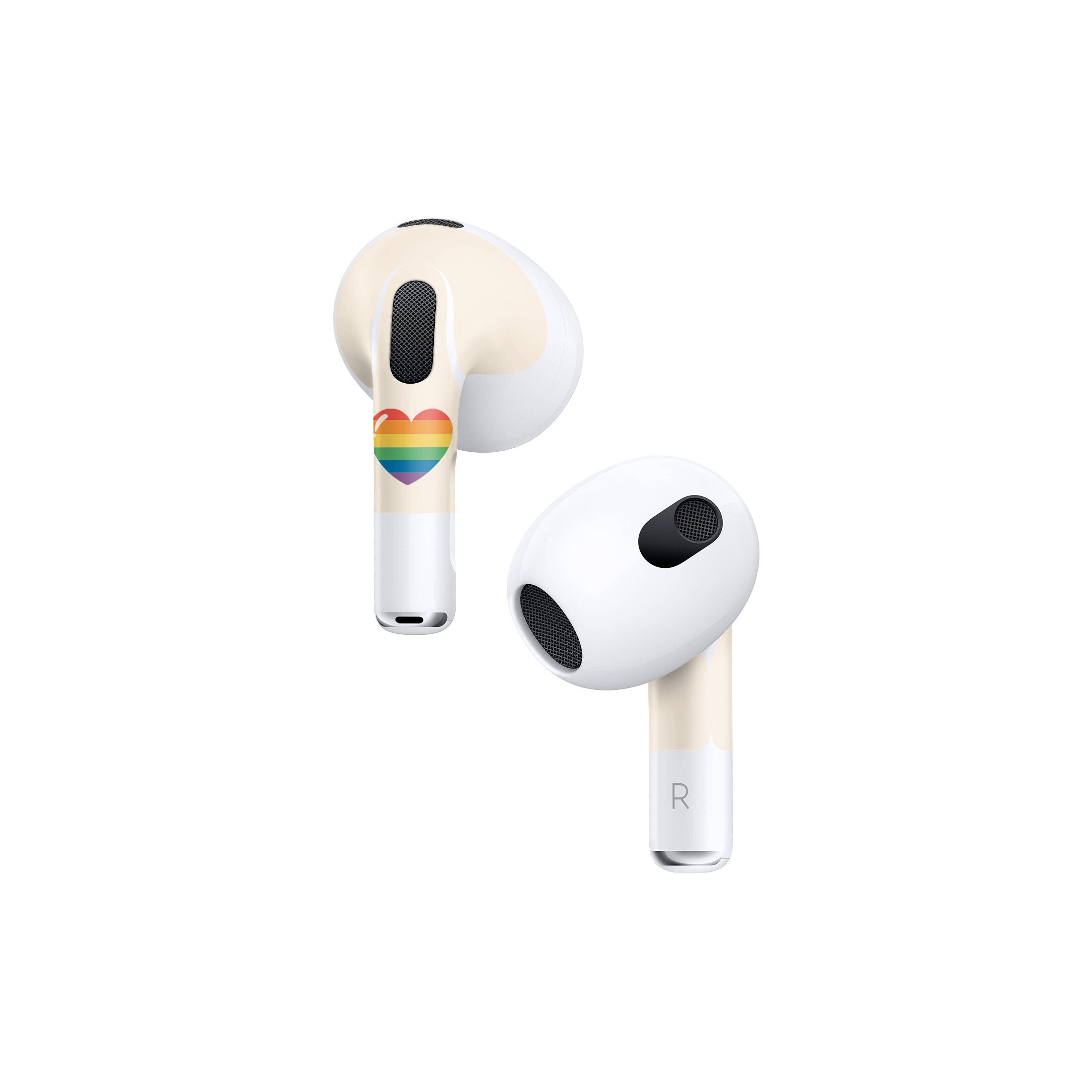 Hearts Apple Airpod Skins, Beige Airpods Sticker for Airpods 3 skin Vinyl 3m, Airpods skin earbuds, Airpods Protective Full wrap Cover - Tackydesign
