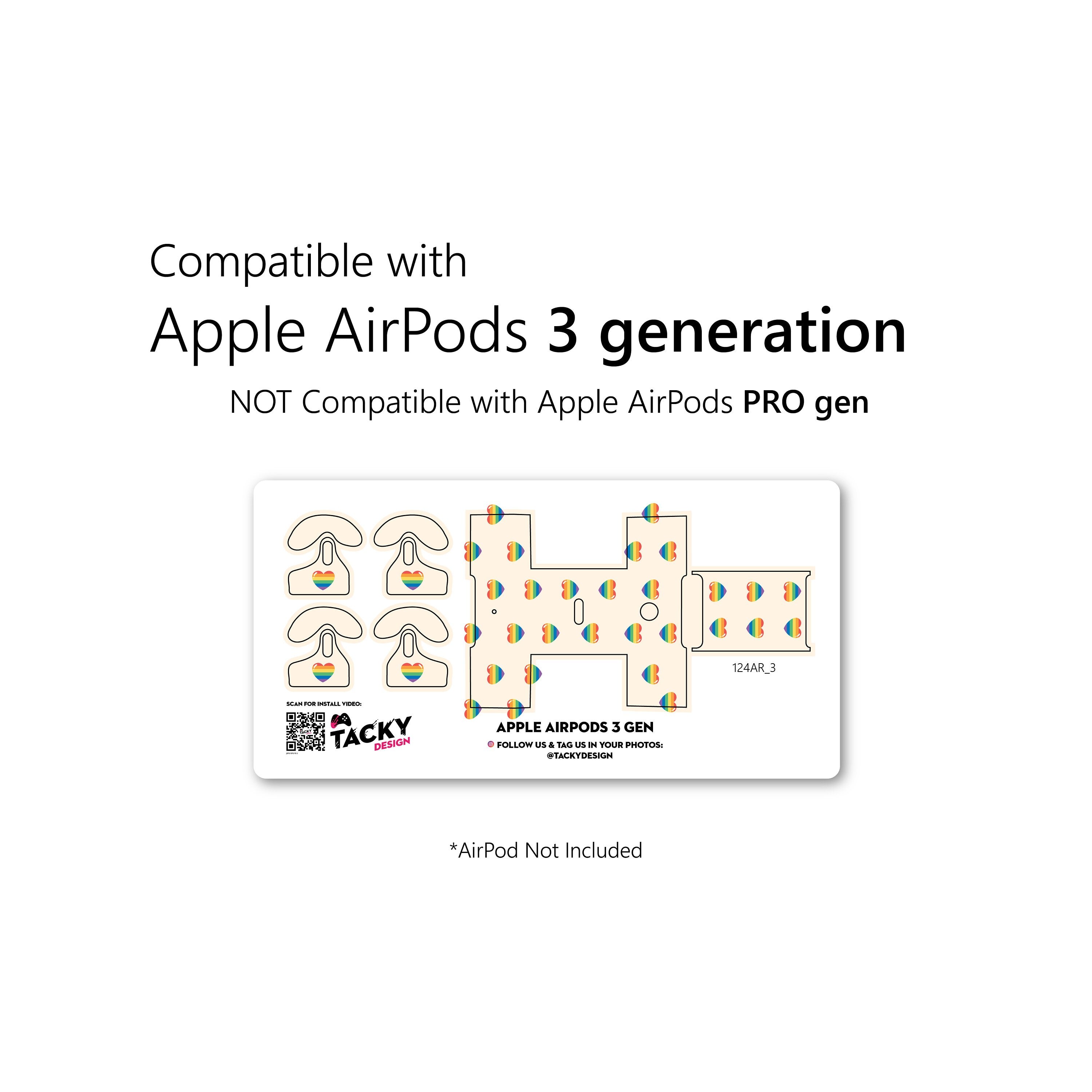 Hearts Apple Airpod Skins, Beige Airpods Sticker for Airpods 3 skin Vinyl 3m, Airpods skin earbuds, Airpods Protective Full wrap Cover - Tackydesign