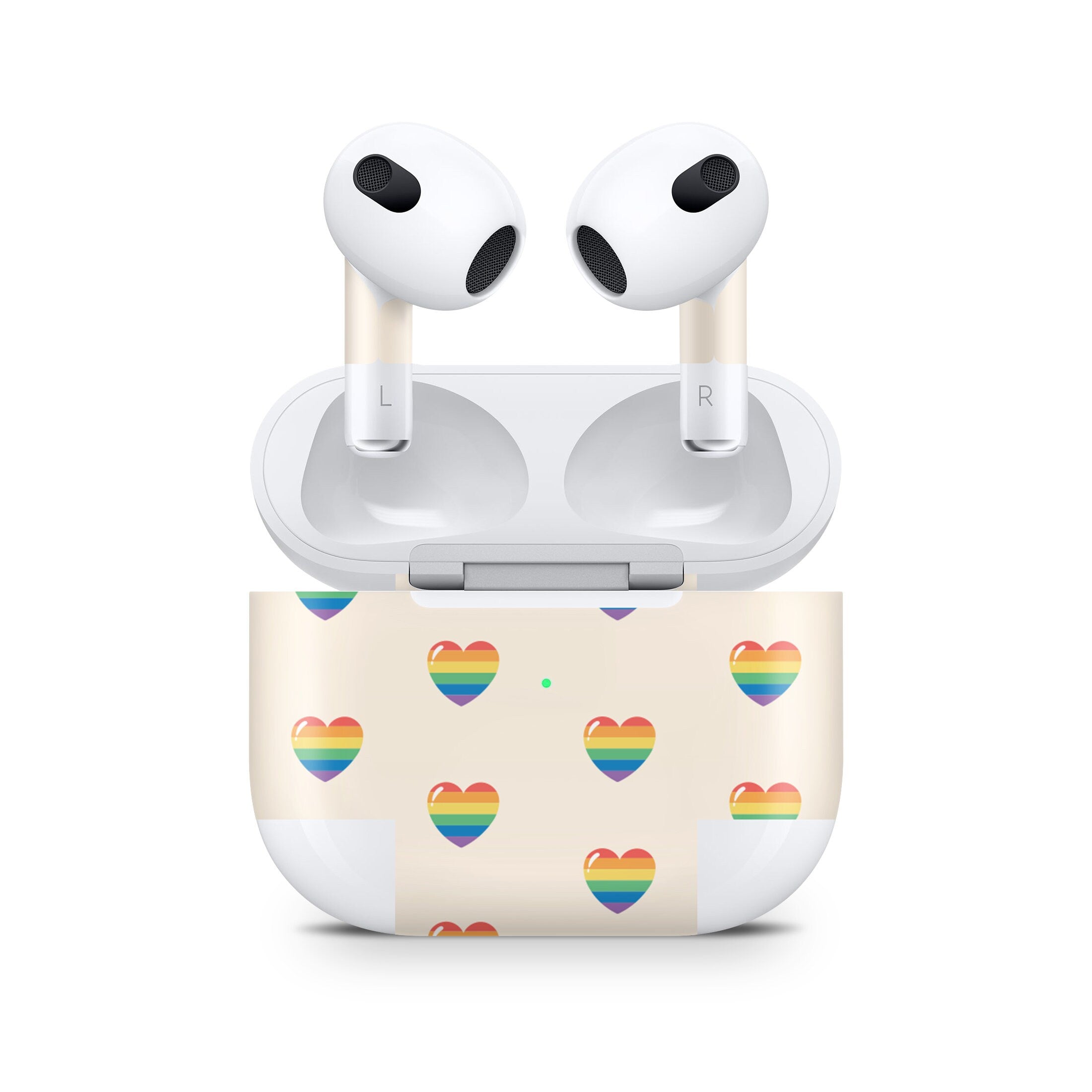 Hearts Apple Airpod Skins, Beige Airpods Sticker for Airpods 3 skin Vinyl 3m, Airpods skin earbuds, Airpods Protective Full wrap Cover - Tackydesign