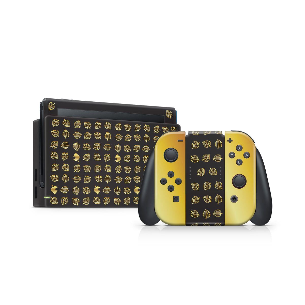 TACKY DESIGN Leaf Nintendo Switch Skin Wrap | Black and Gold 3M Vinyl Full Cover Decal