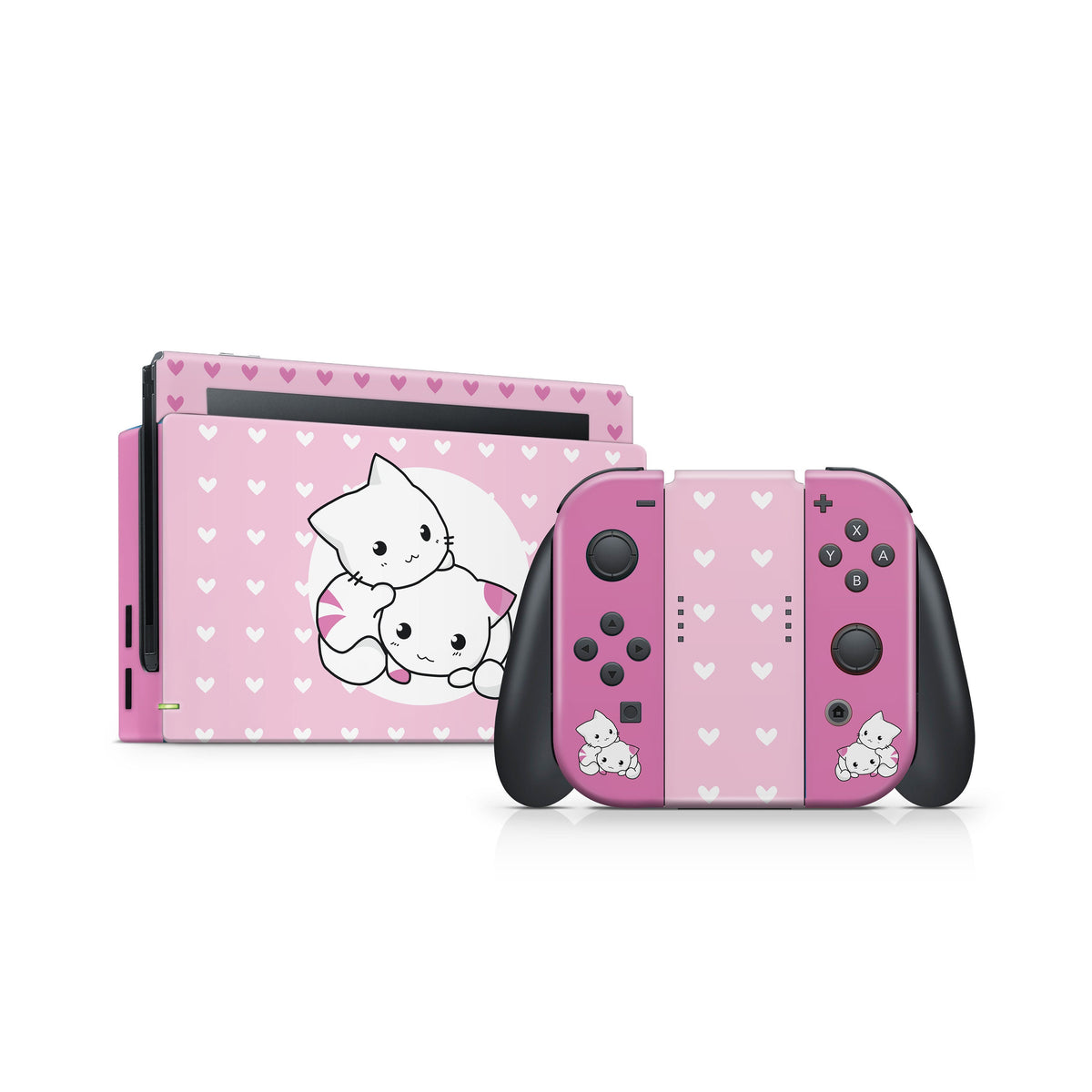 TACKY DESIGN Cute Cat Nintendo Switch Skin Wrap | Pink 3M Vinyl Full Cover