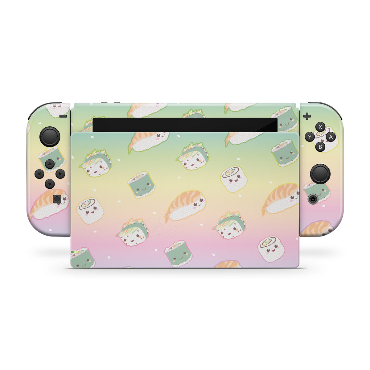 Nintendo Switches skin Kawaii Sushi, Switch skin pastel pink Full cover 3m