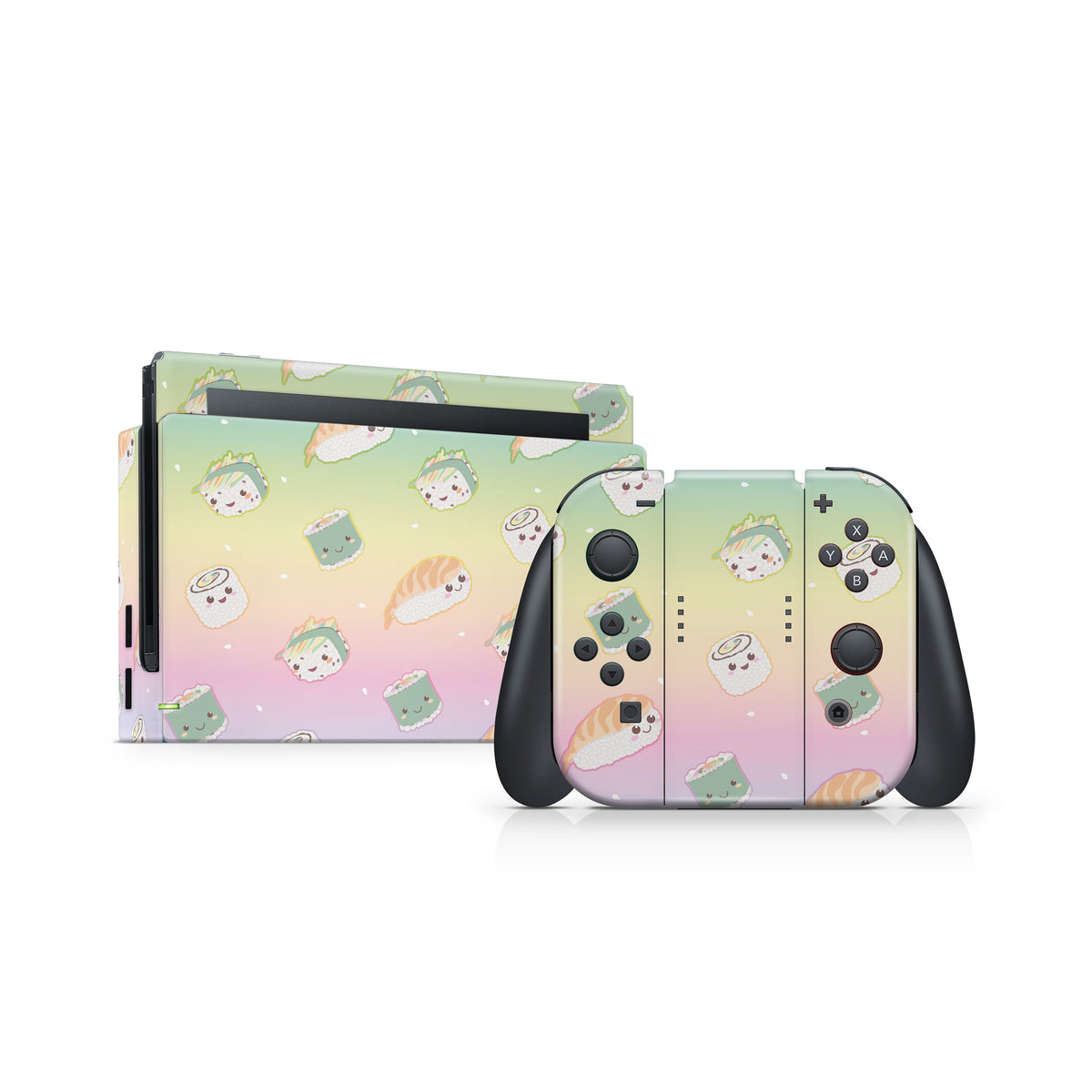 TACKY DESIGN Kawaii Sushi Nintendo Switch Skin Wrap | Pastel Pink 3M Vinyl Full Cover