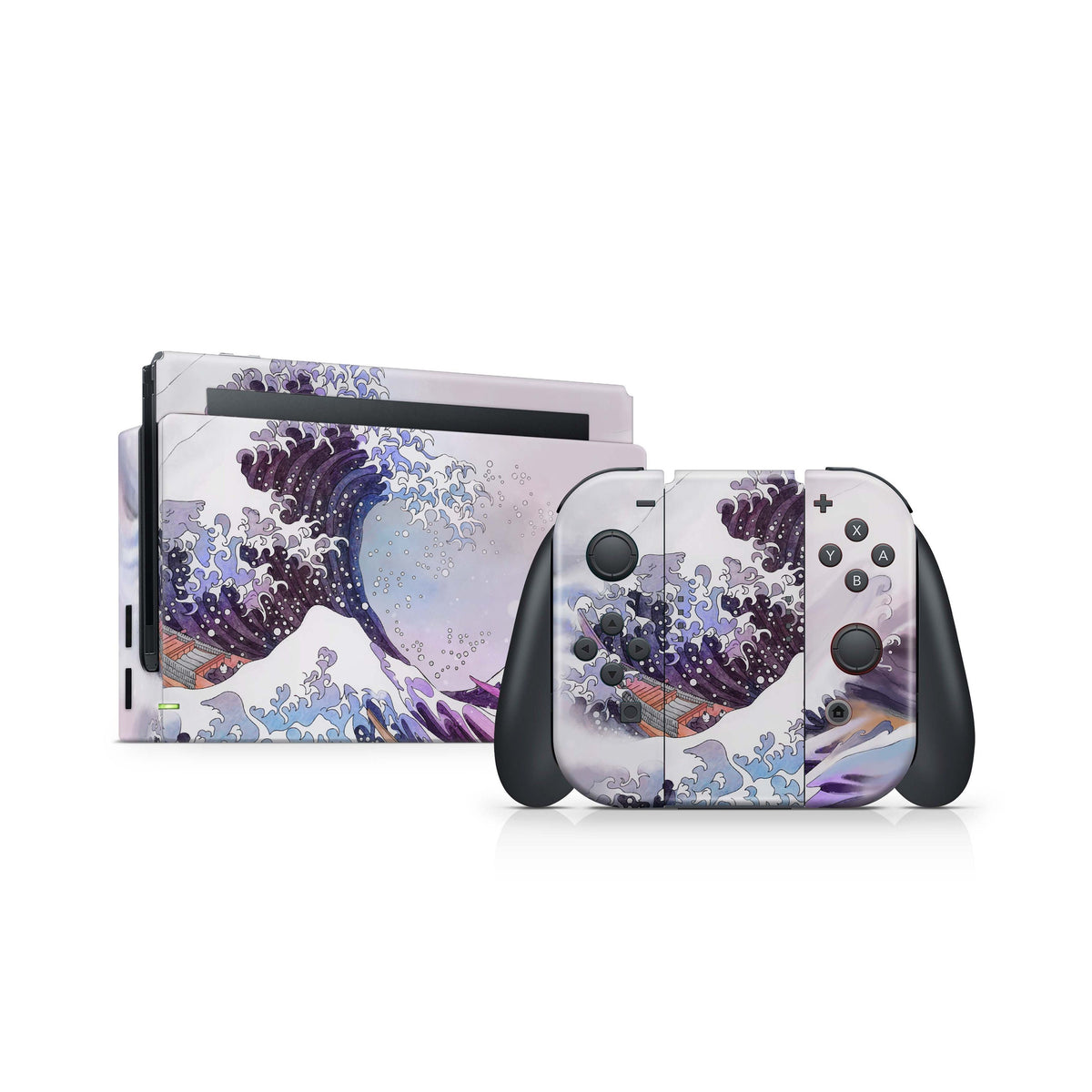 TACKY DESIGN Watercolor Nintendo Switch Skin Wrap | Kanagawa Wave Skin 3M Vinyl Cover