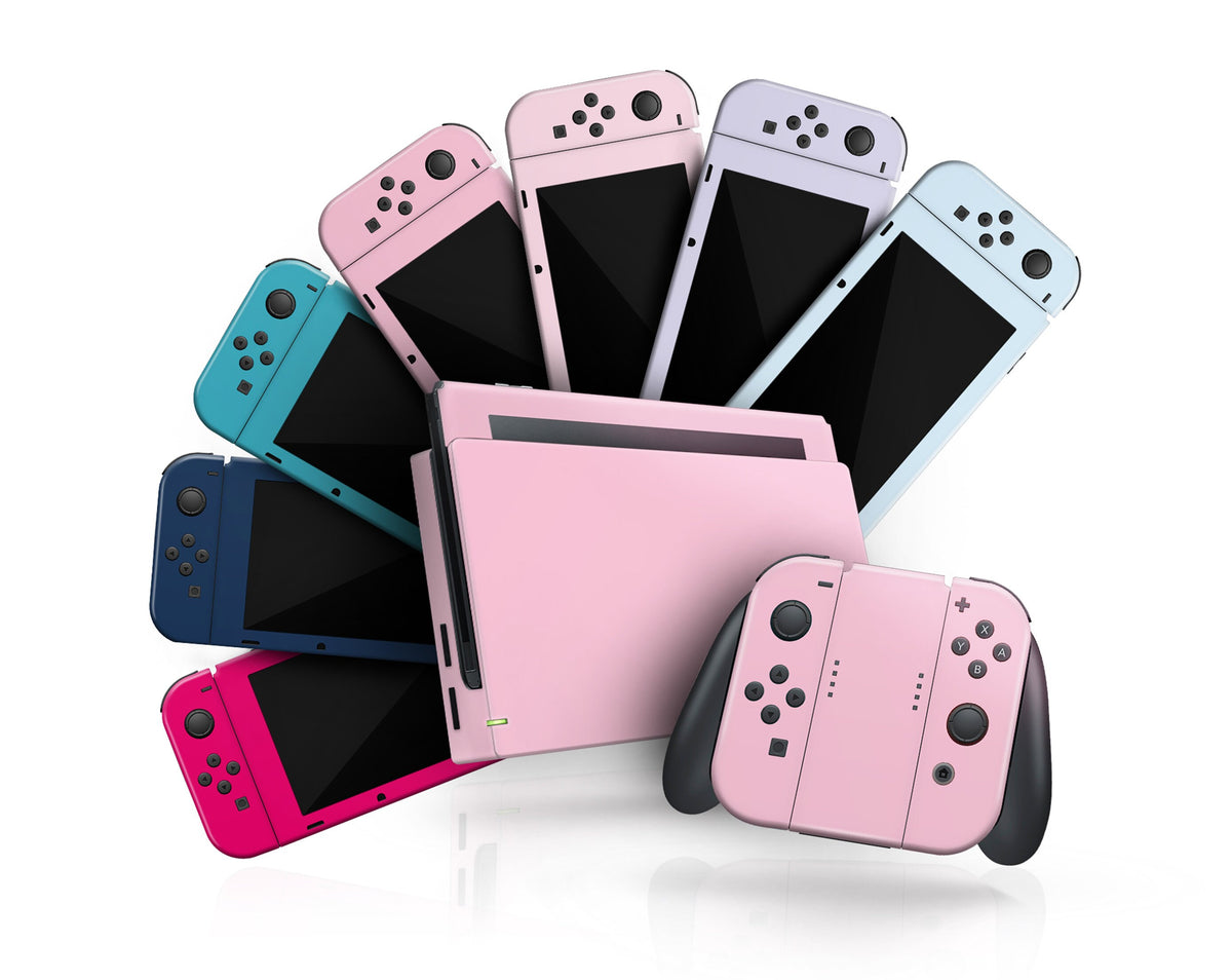 nintendo switches skin Solid color, Pastel pink, Baby pink, Turquoise, Navy blue, and more