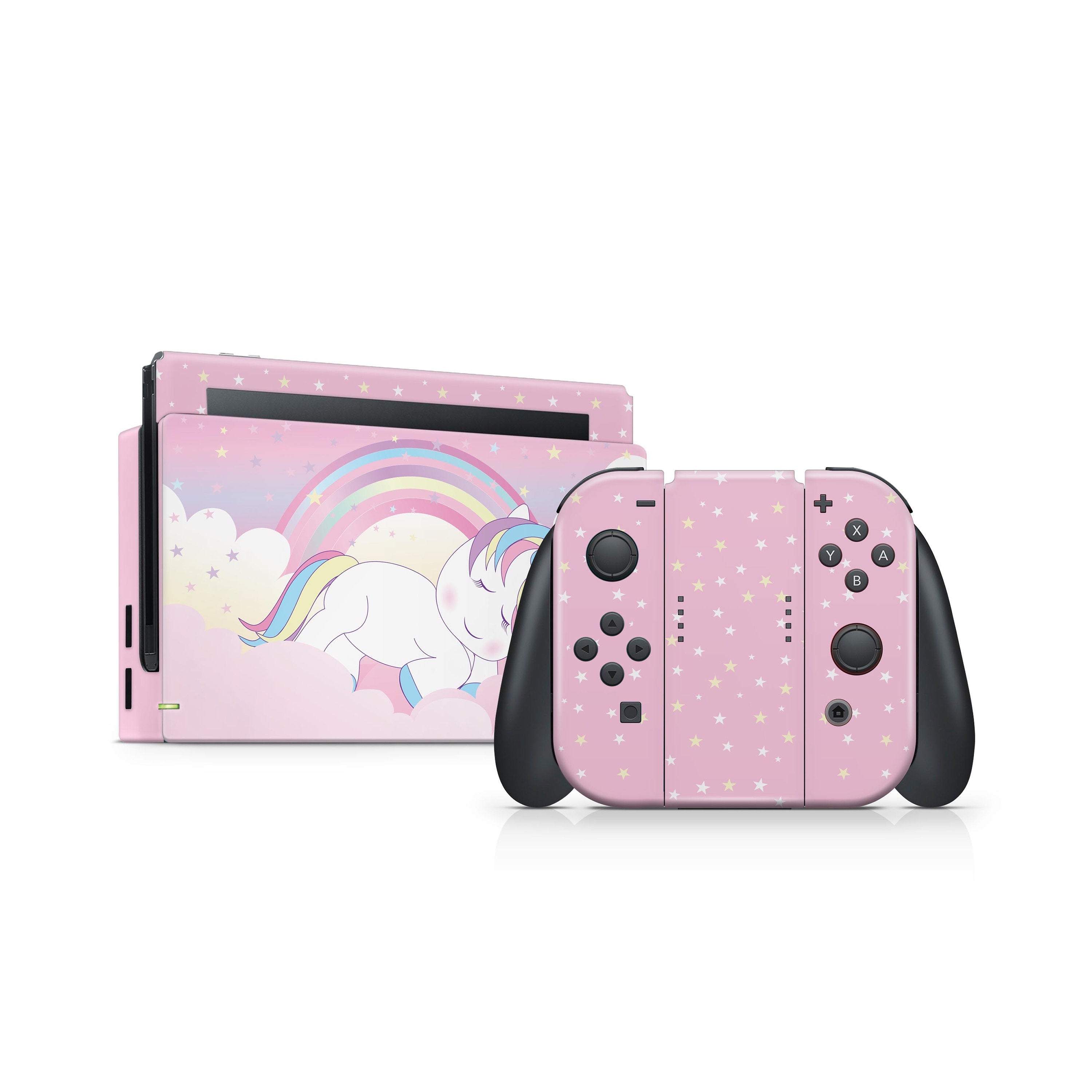 nintendo switches skin Pastel pink, Baby unicorn switch skin, Rainbow switch skin Full wrap 3m