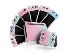 nintendo switches skin duo color, Pastel pink, Baby pink, Turquoise, Navy blue, and more