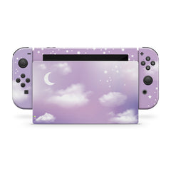 TACKY DESIGN Clouds Nintendo Switch Skin Wrap | Pastel Purple Moon 3M Vinyl Full Cover