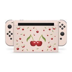 Clearance 70% sale - Nintendo Switches skin Cherries, Cute pastel pink switch skin Full cover 3m