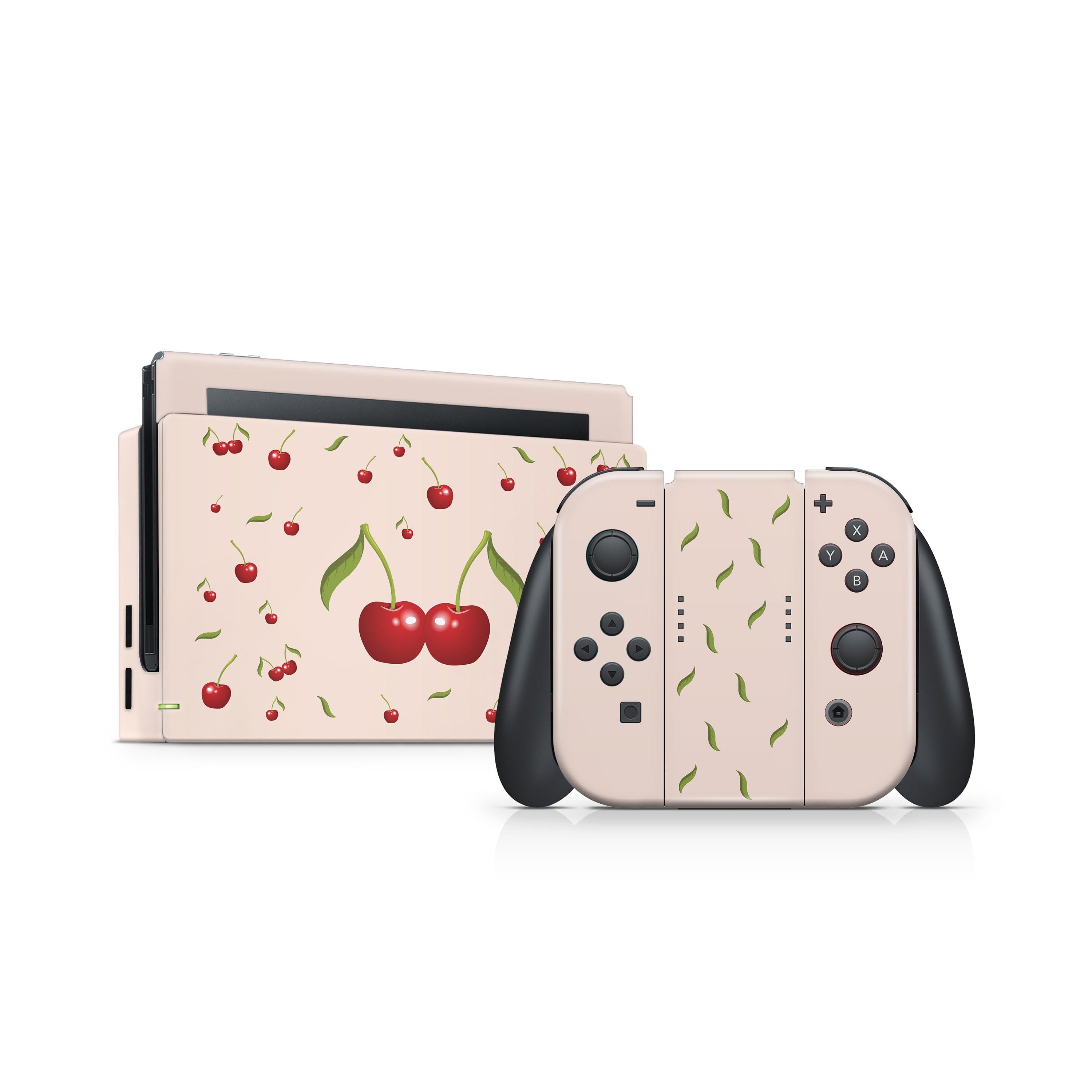 Clearance 70% sale - Nintendo Switches skin Cherries, Cute pastel pink switch skin Full cover 3m