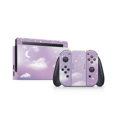 TACKY DESIGN Clouds Nintendo Switch Skin Wrap | Pastel Purple Moon 3M Vinyl Full Cover