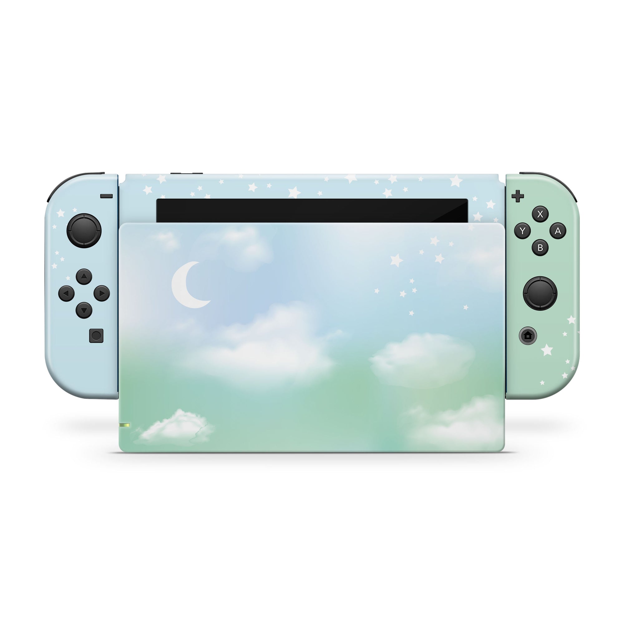 nintendo switches skin Clouds, Pastel Green Starry Sky switch skin Full wrap 3m